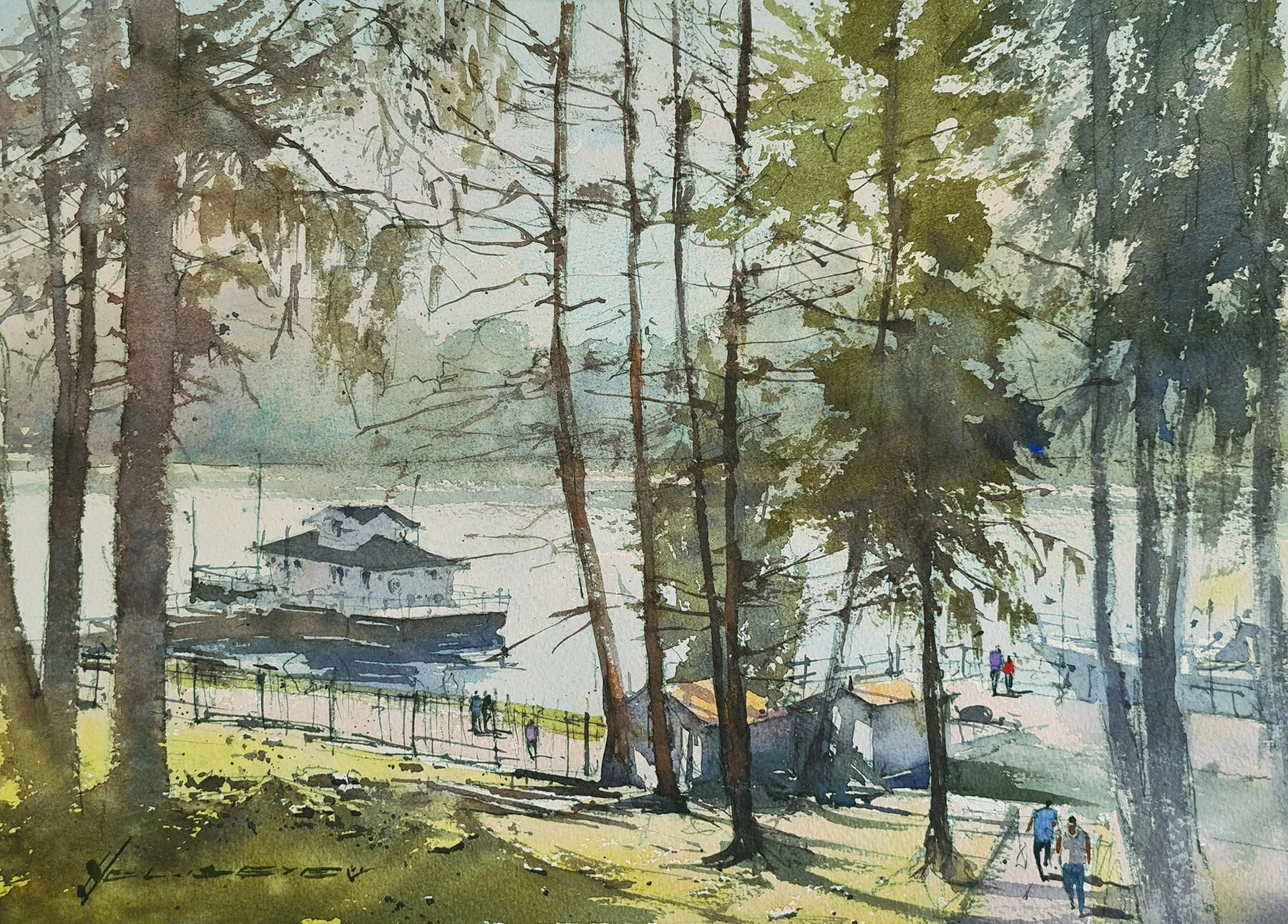 Vlad Yeliseyev, "House on the Water," watercolor on paper, 11 x 14 inches.