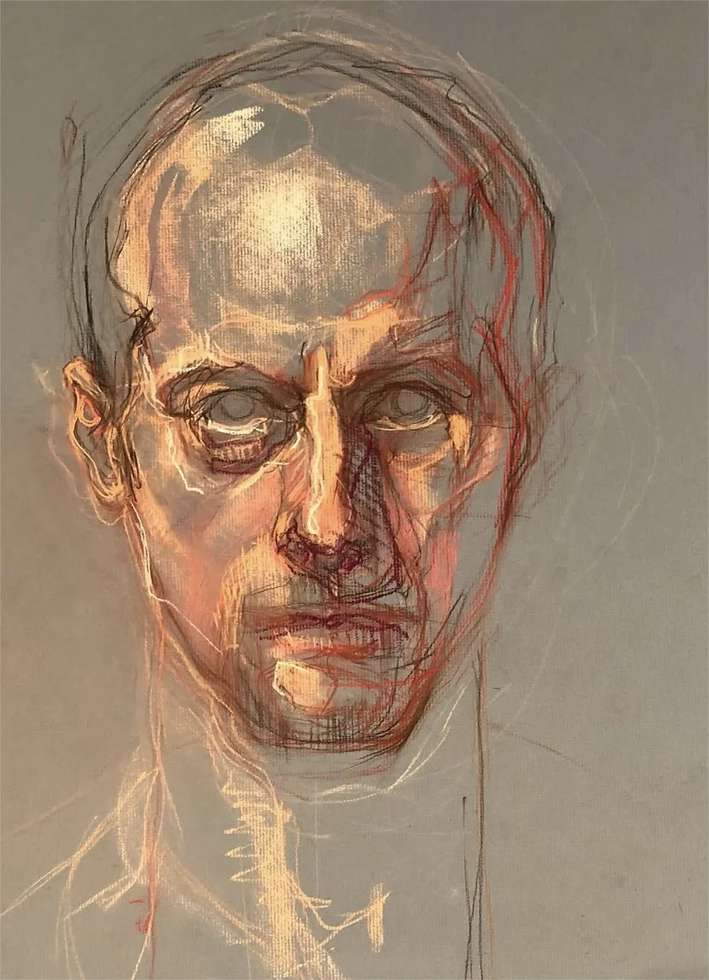 Christopher Ganz, "Self-Portrait," soft pastels on toned paper, 24 x 18 inches.