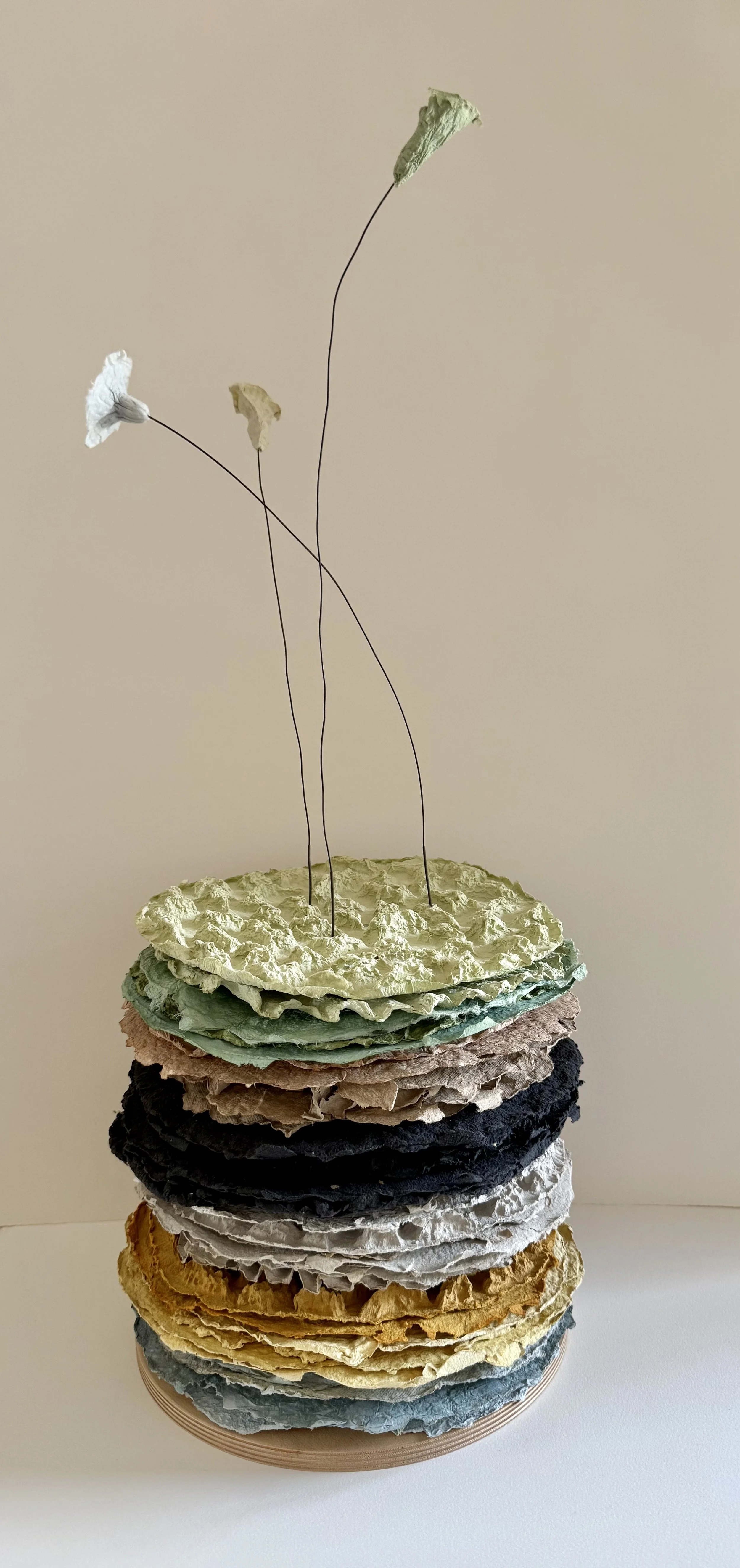 Katherine Kratzer, "Hidden Layers," paper pulp, ebonized sterling silver, 29 x 10 x 10 inches.