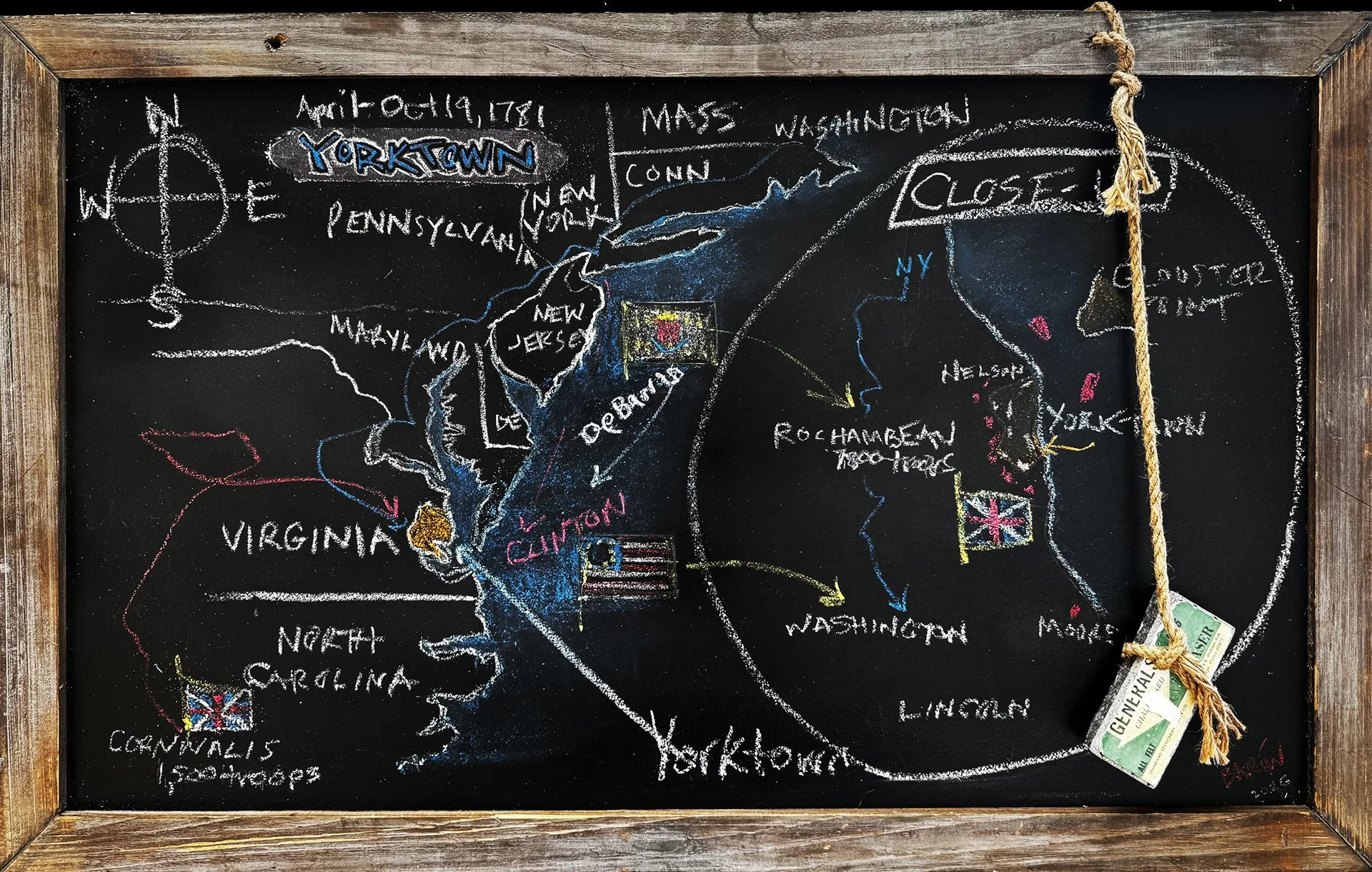 Brandin Barón, "The Siege of Yorktown," assemblage with mixed media, 40 x 25 inches.