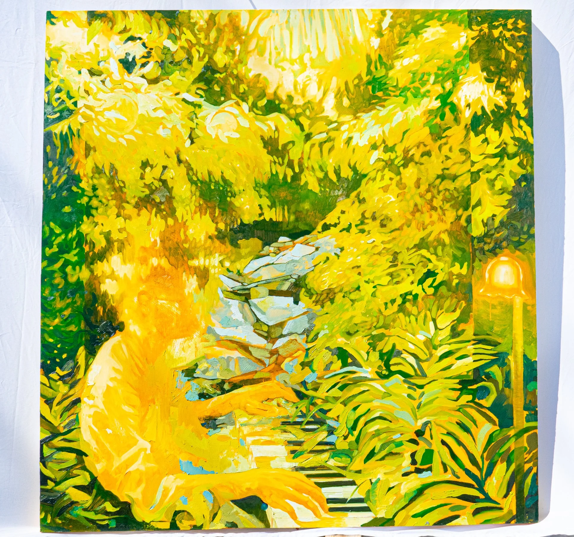 Bridget Obrien, "Peter," oil on panel, 48 x 48 inches. 