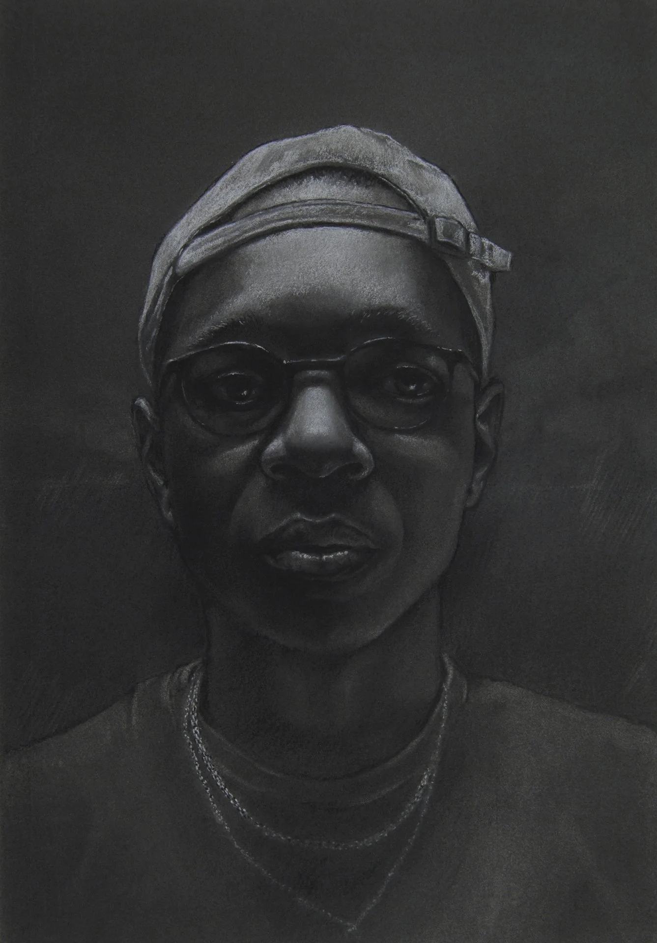 Kevin Schroeder, "AJ," charcoal, 7 x 5 inches.