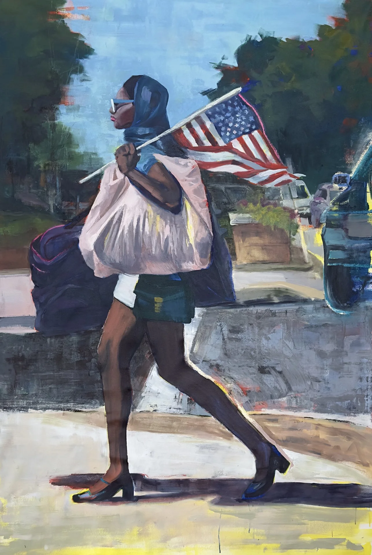 Laurel Dugan, "After the Fourth," acrylic and oil on canvas, 70 x 60 inches.