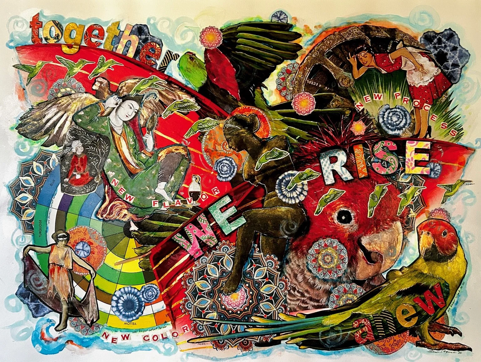Monica Stegeman, "Together We Rise Anew," mixed media, 18 x 24 inches.