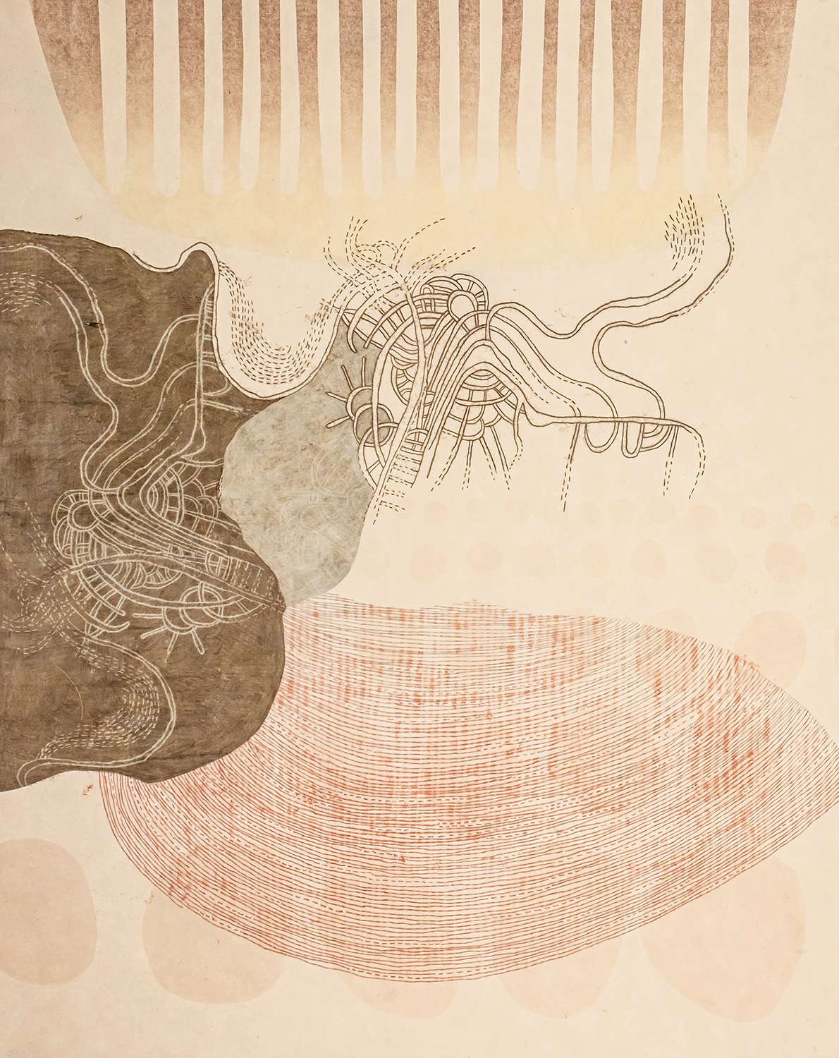 Sarah Smelser, "Brings Back the Time VI," monotype, 20 x 16 inches. (2nd Place Juror Award)