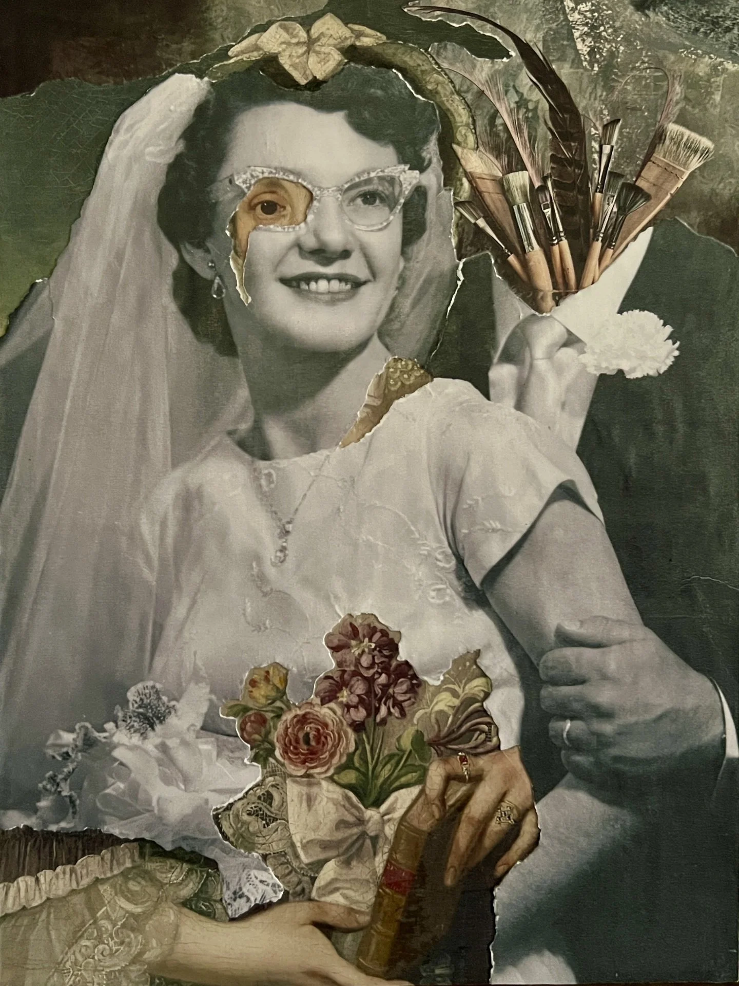 Kathleen Cecilia Nesbitt, "When We Were Chattel," paper collage on birch cradled board, 20 x 16 inches.
