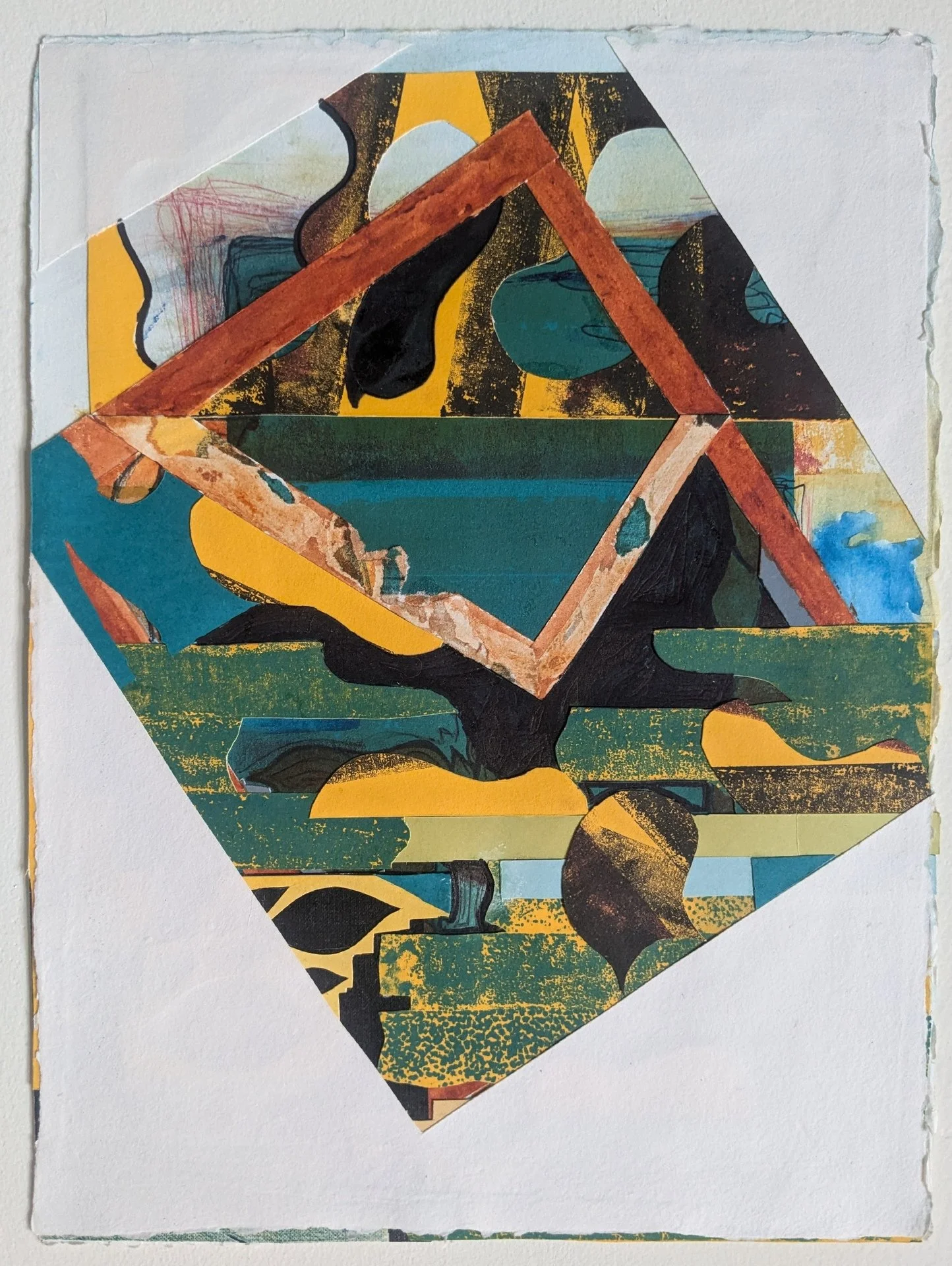Emily Sortor, "Horizon Line," handmade paper, machine-made paper, ink and acrylic, 15 x 11 inches.
