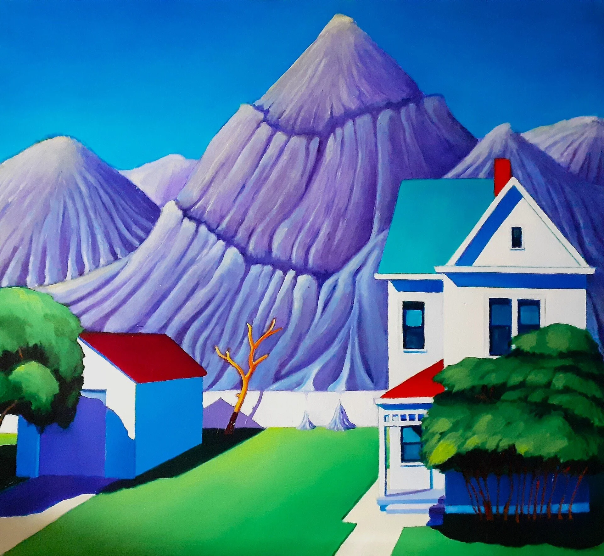 Clinton Wood, "Backyard Gravel Piles," oil on wood panel, 24 x 26 inches.