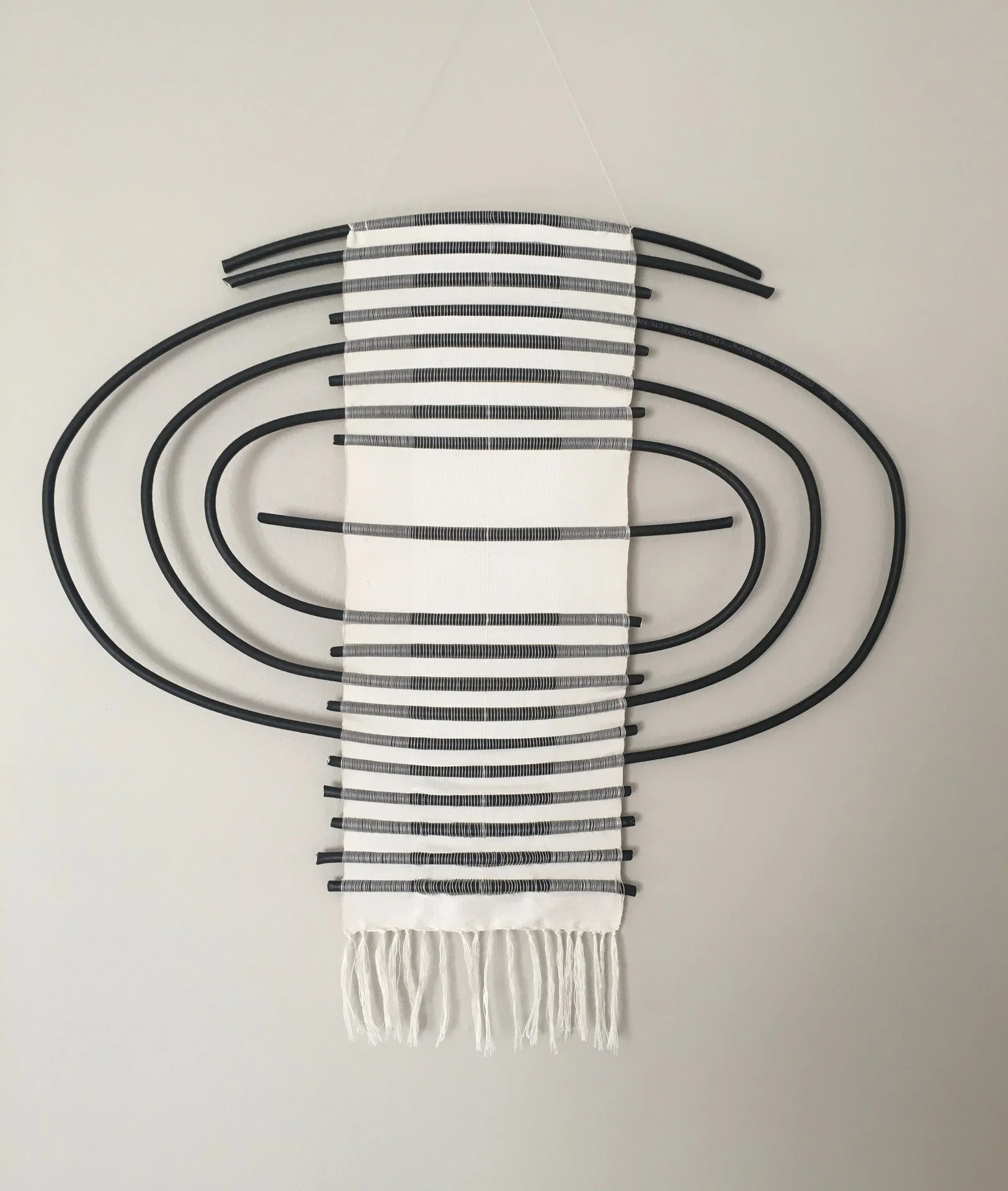 Emily Hunt, "Dreaming About My Mother," silk and telephone wire, 24 x 18 inches.