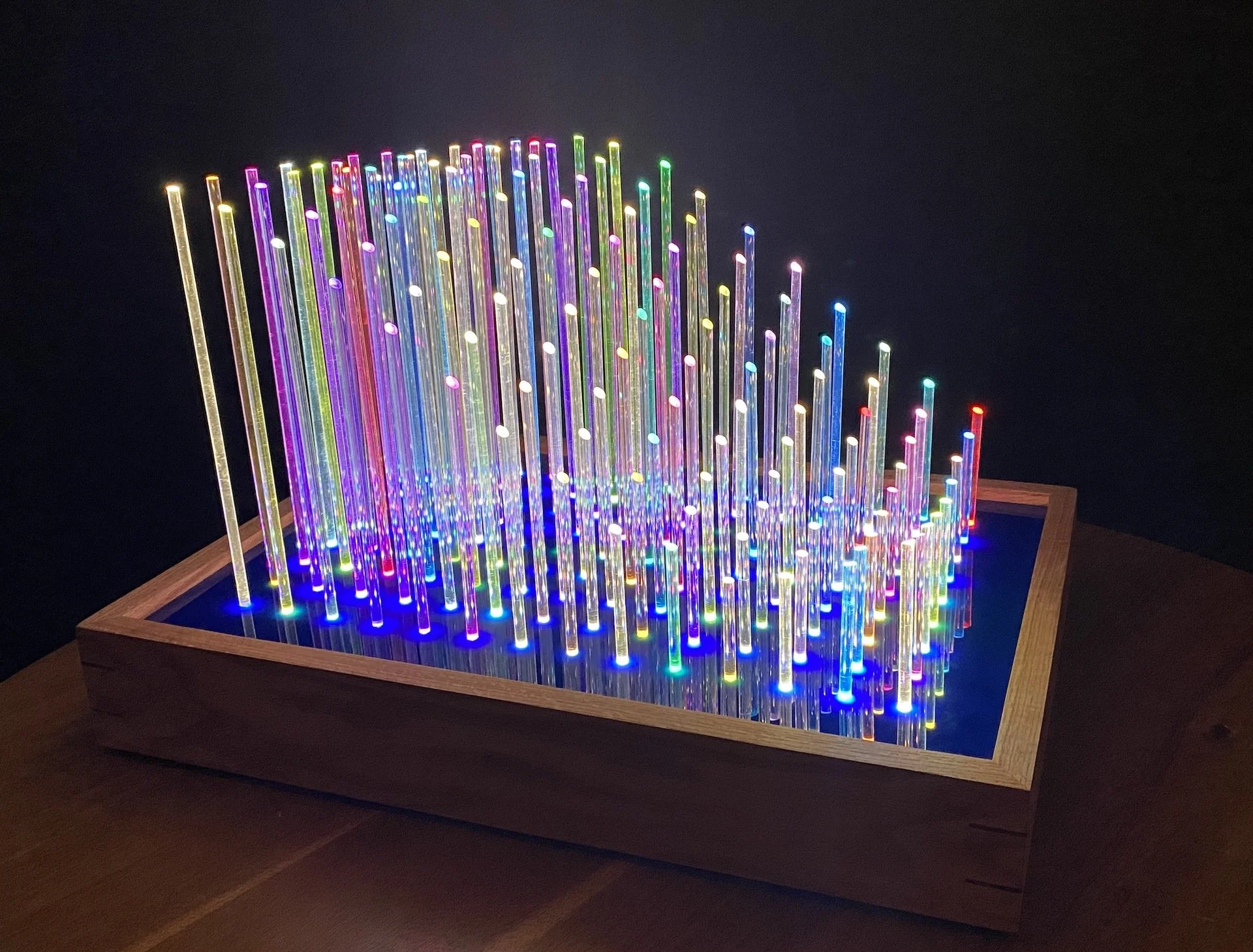 Benjamin Pilat, "Rod Wave," acrylic and light, 13 x 16 x 23 inches. 