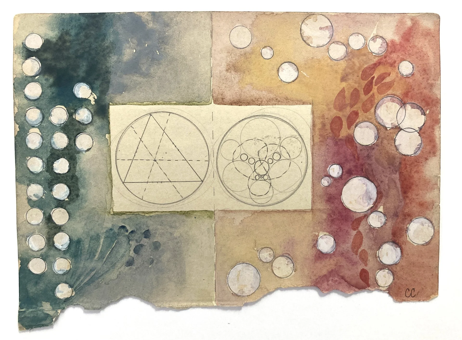 Corrie Church, "Communication is Key," mixed media - watercolor, acrylic, graphite, 5.5 x 7.5 inches.
