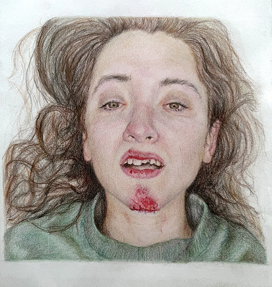 Isabella Aycock, "A Study in Vaingloriousness," crayola pencil drawing, 12 x 9 inches.