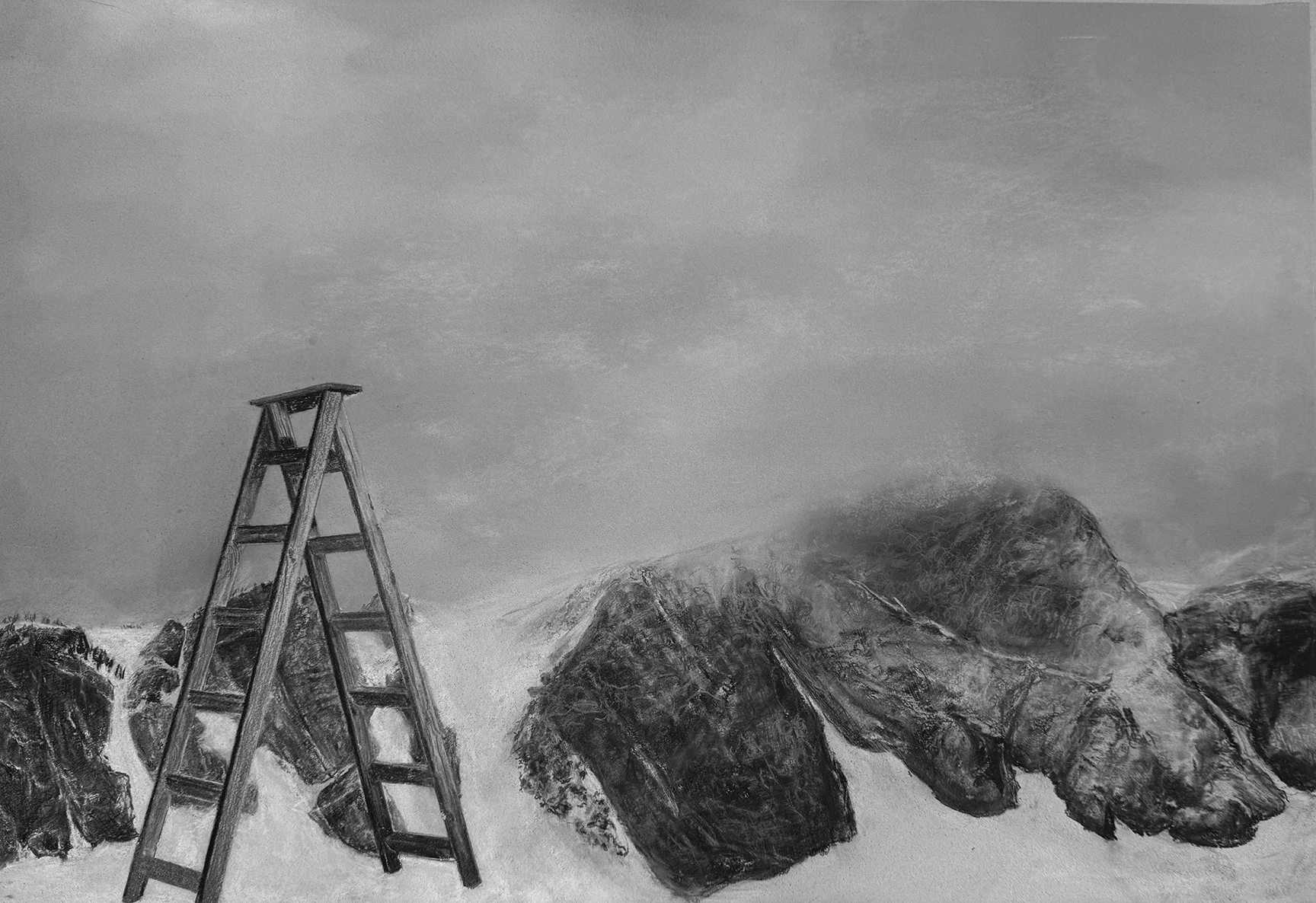 Michele Tilley, "Adverse Possession 1," charcoal and pastel on paper, 24 x 30 inches.