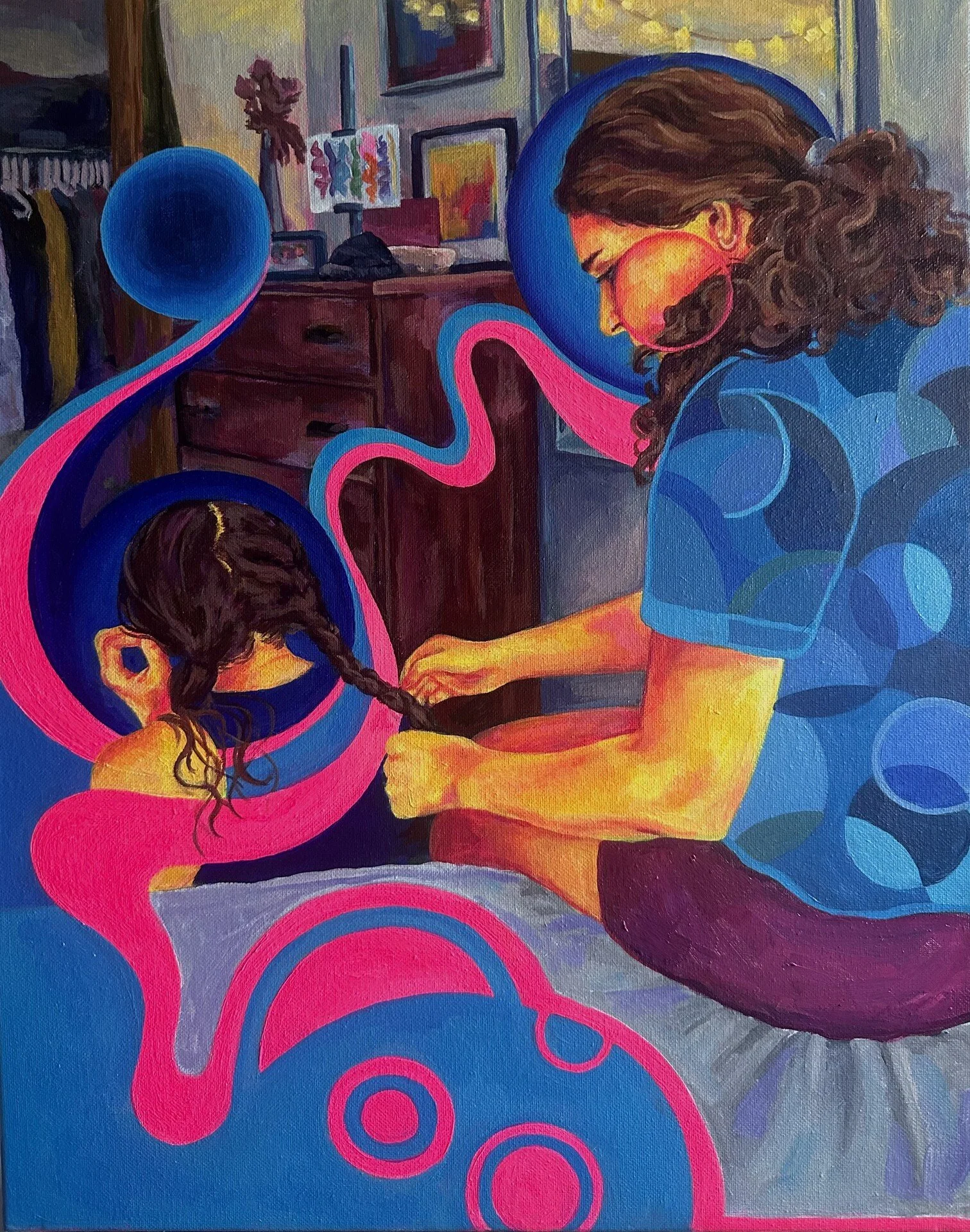 Faith Bump, "The Sisters," acrylic on canvas, 20 x 16 inches.