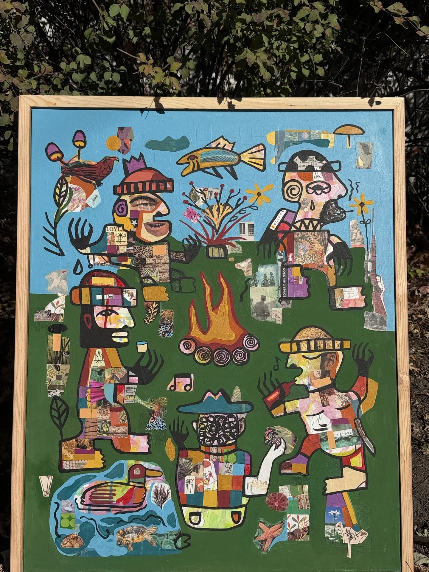 Tyler Toole, "The Camp Family," mixed media, 30 x 24 inches.