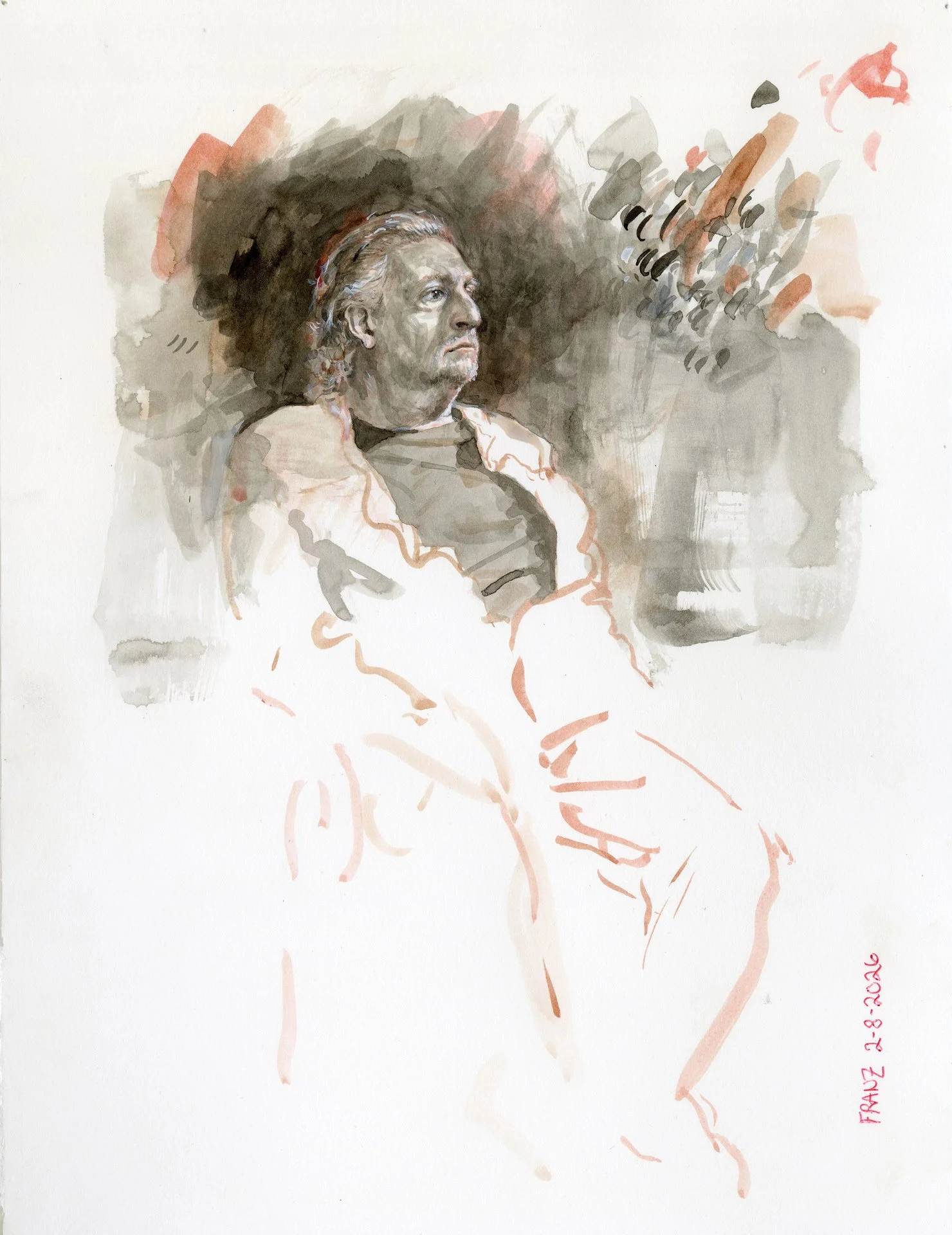 Jason Franz, "2025_2_8 (Resolution Seventy-Five)," india ink. walnut ink, and gouache, 12 x 9 inches.