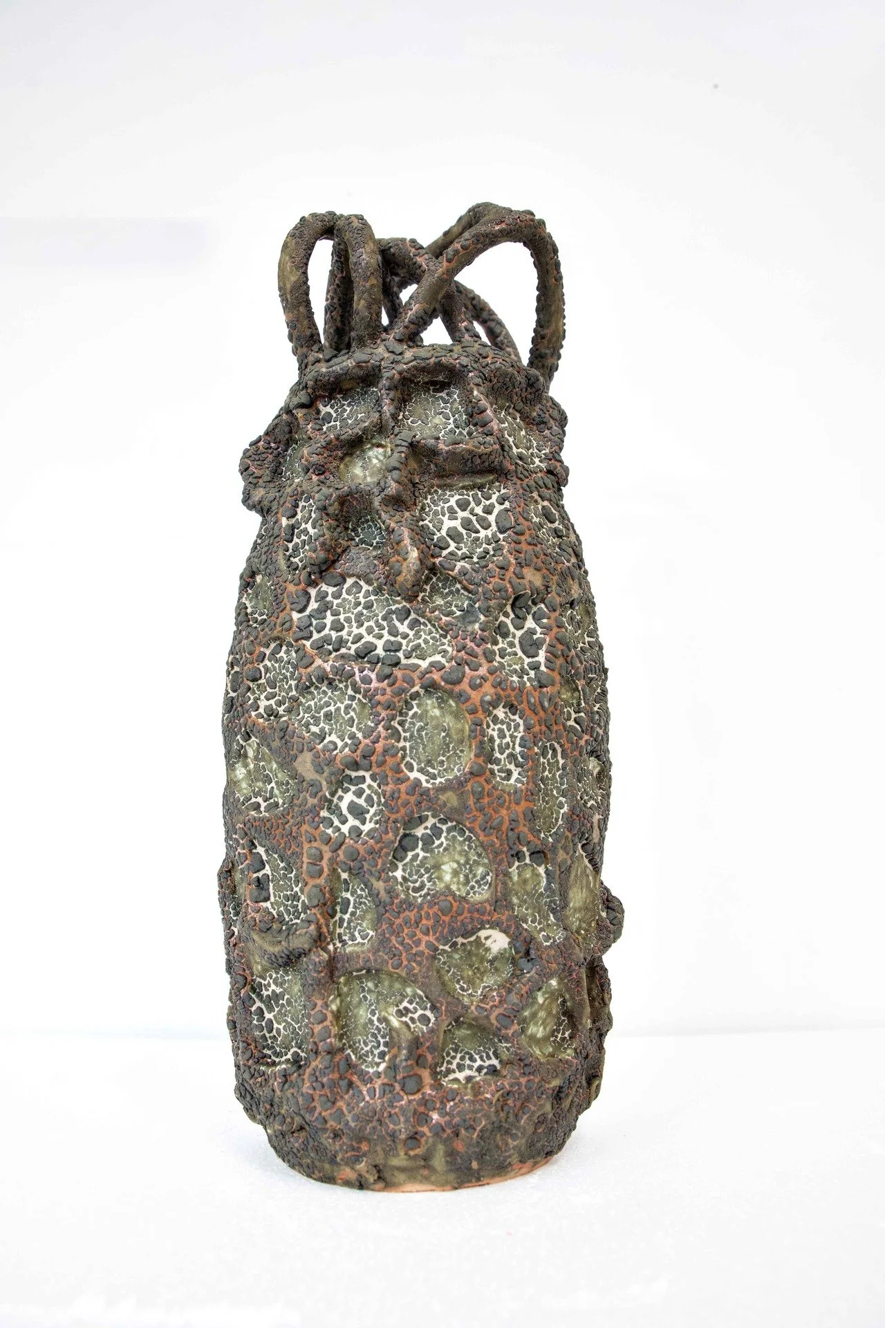 Rosemond Nyamewaa Van-Ess, "Ripple Through the Cracks," earthenware, crawl glaze and bead glaze, 24 x 21 inches.