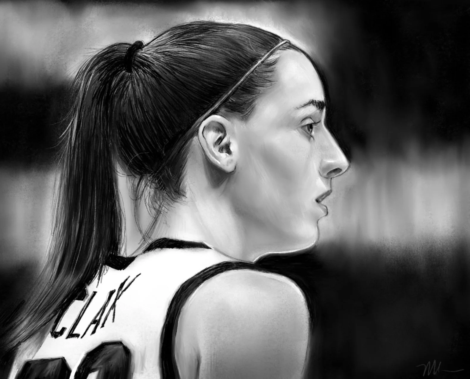 Max Wilson, "Caitlin Clark 1.0," procreate, 16 x 20 inches.