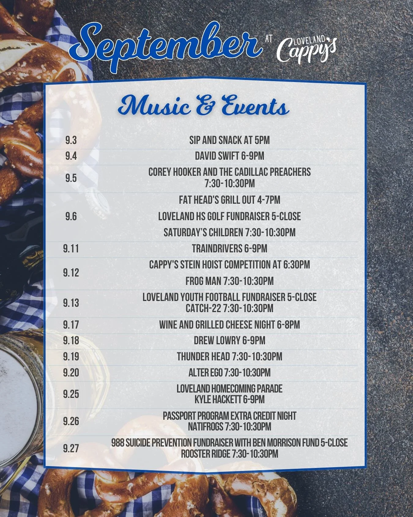 Screenshot time&hellip; 📸

We&rsquo;ve got A TON happening this month &mdash; check out our calendar or events and musics and stop on by! 🍻

#CappysAF #LovelandOH