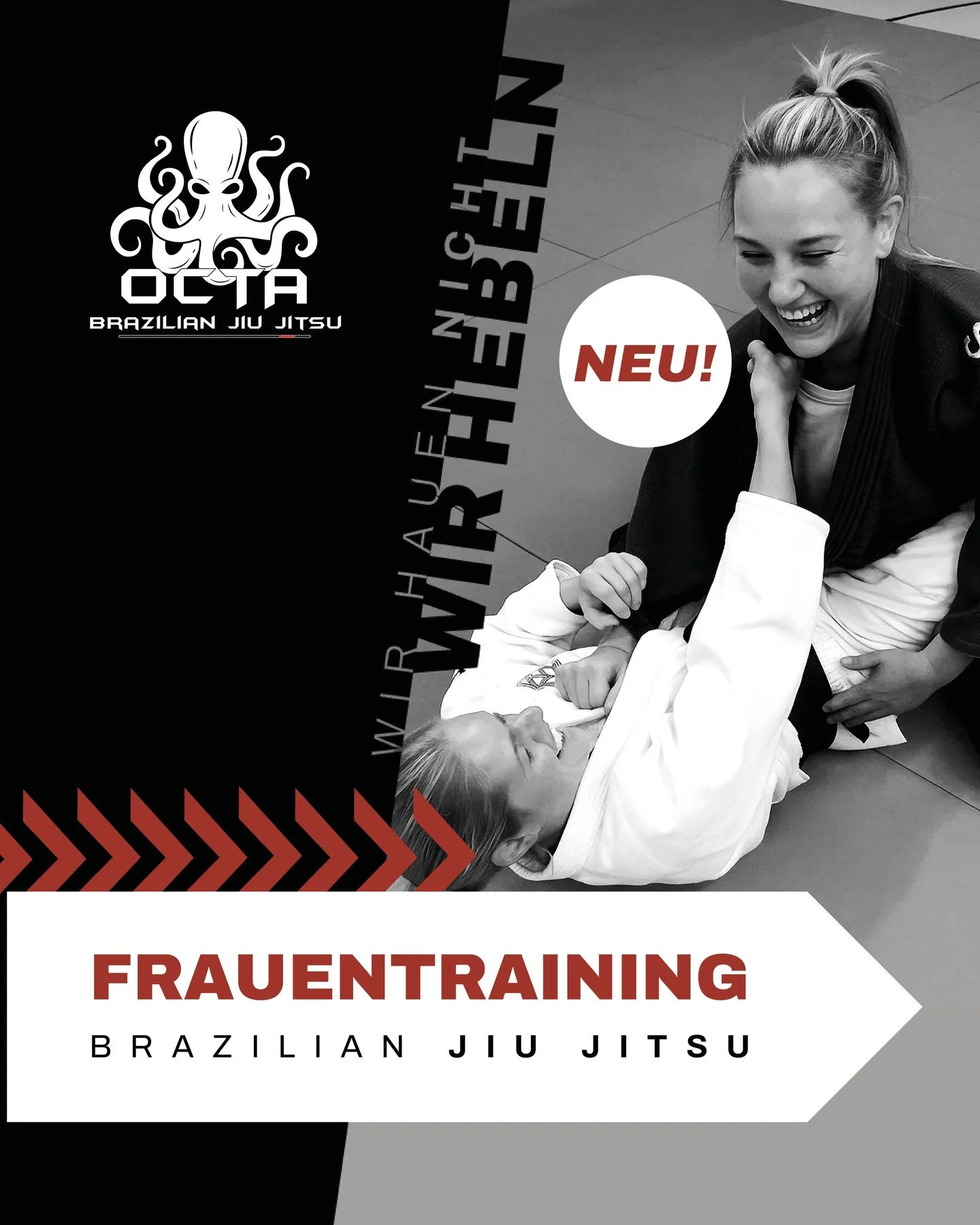 Alle Frauen aufgepasst!

Jeden Donnerstag von 19:30&ndash;21:00 Uhr bieten wir ein BJJ-Training speziell f&uuml;r Frauen an. Egal ob Anf&auml;ngerin oder Fortgeschrittene &ndash; bei uns ist jede willkommen 💪🖤

Komm vorbei, probier es aus und erleb