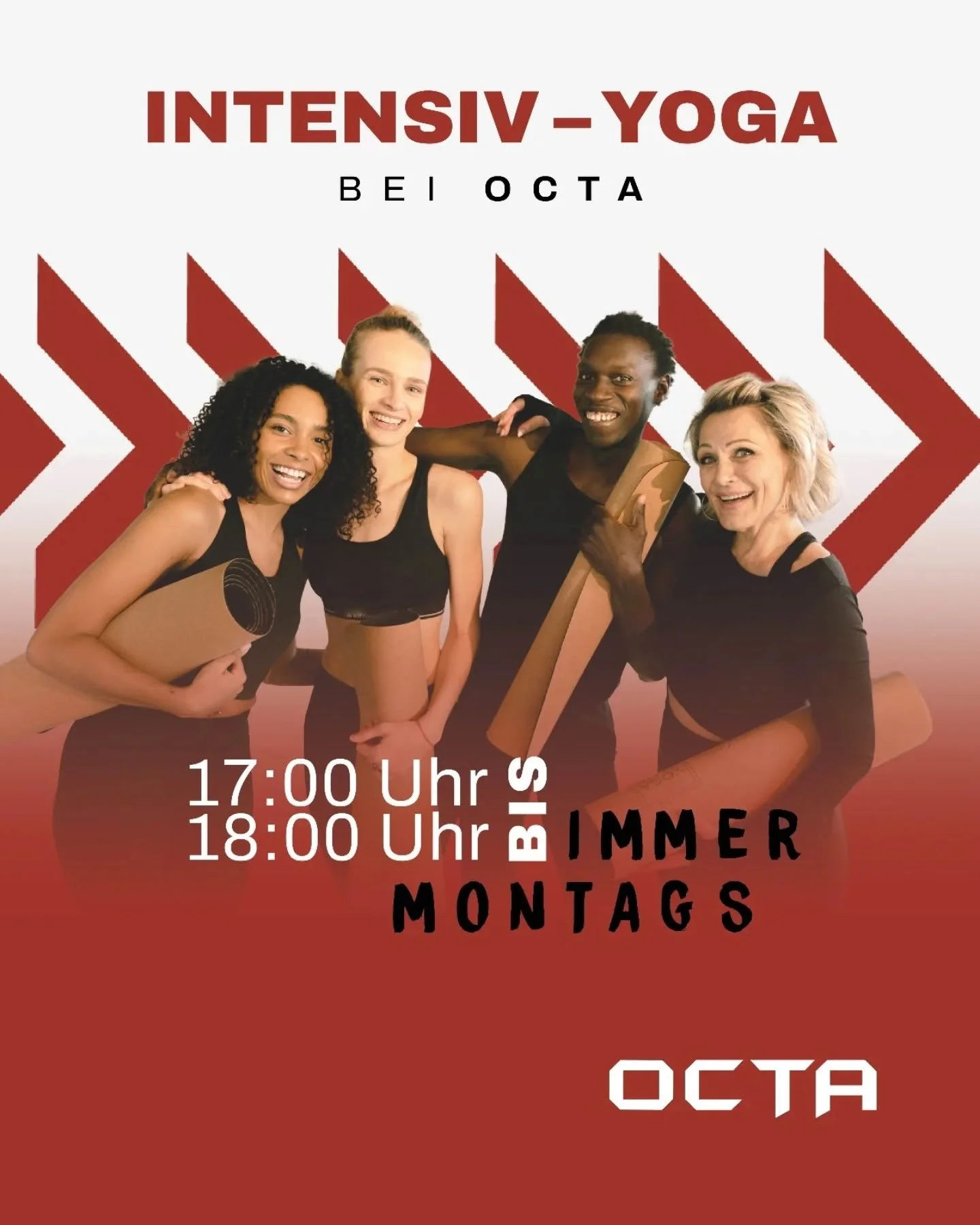 ✨ Finde deine Mitte &ndash; mit unserem Yoga-Angebot bei OCTA! ✨
Seit Sommer 2025 flie&szlig;t bei uns jede Woche neue Energie auf der Matte &ndash; und wir m&ouml;chten noch mehr Menschen die Chance geben, Teil unserer Yogagruppe zu werden. 🧘&zwj;♀