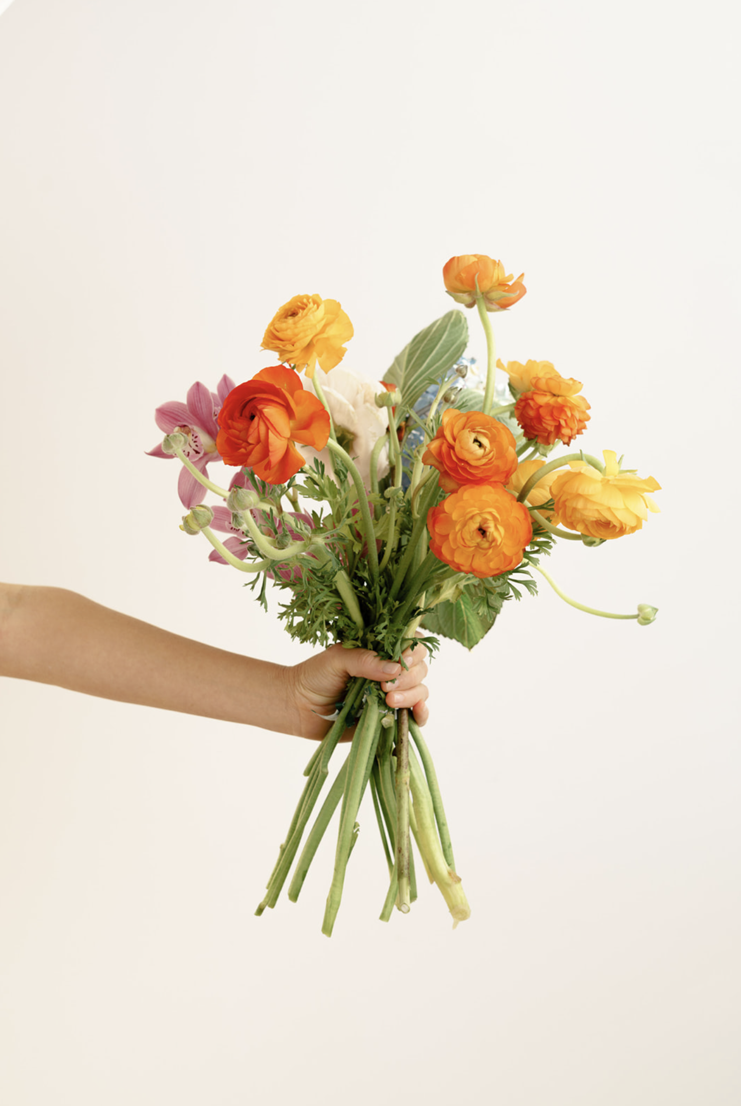 holistic business coach holds a bouquet of flowers