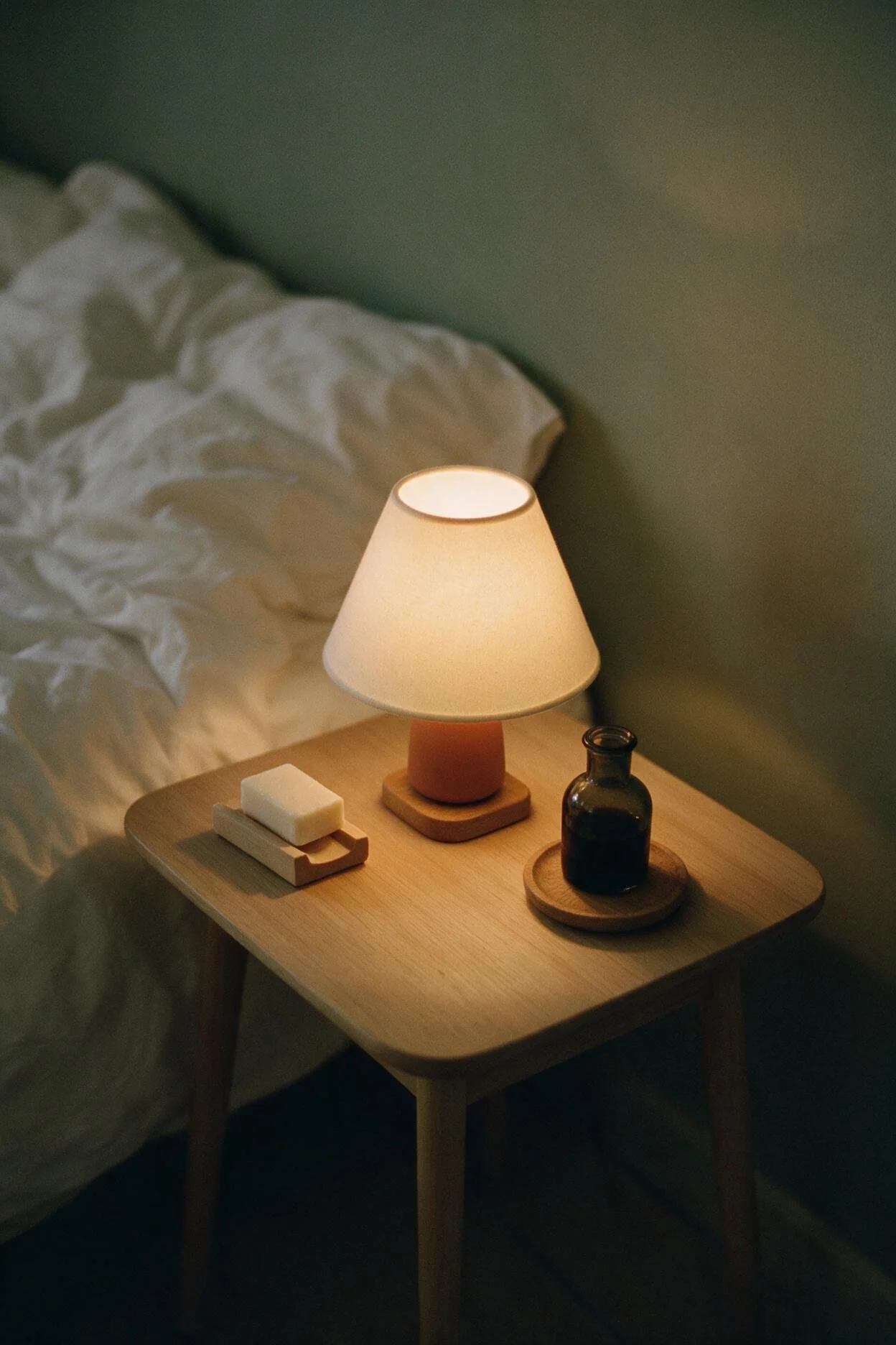 Lampe de chevet allumée le soir, apaiser l'anxiété au quotidien