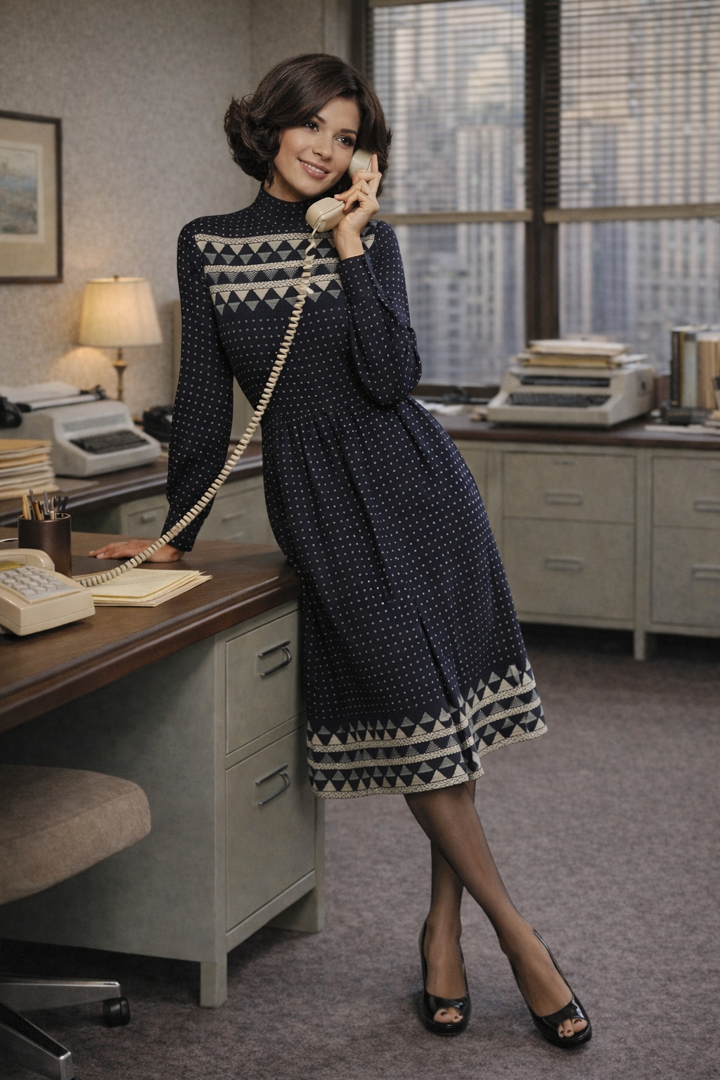 1970s Mollie Parnis polka dot dress