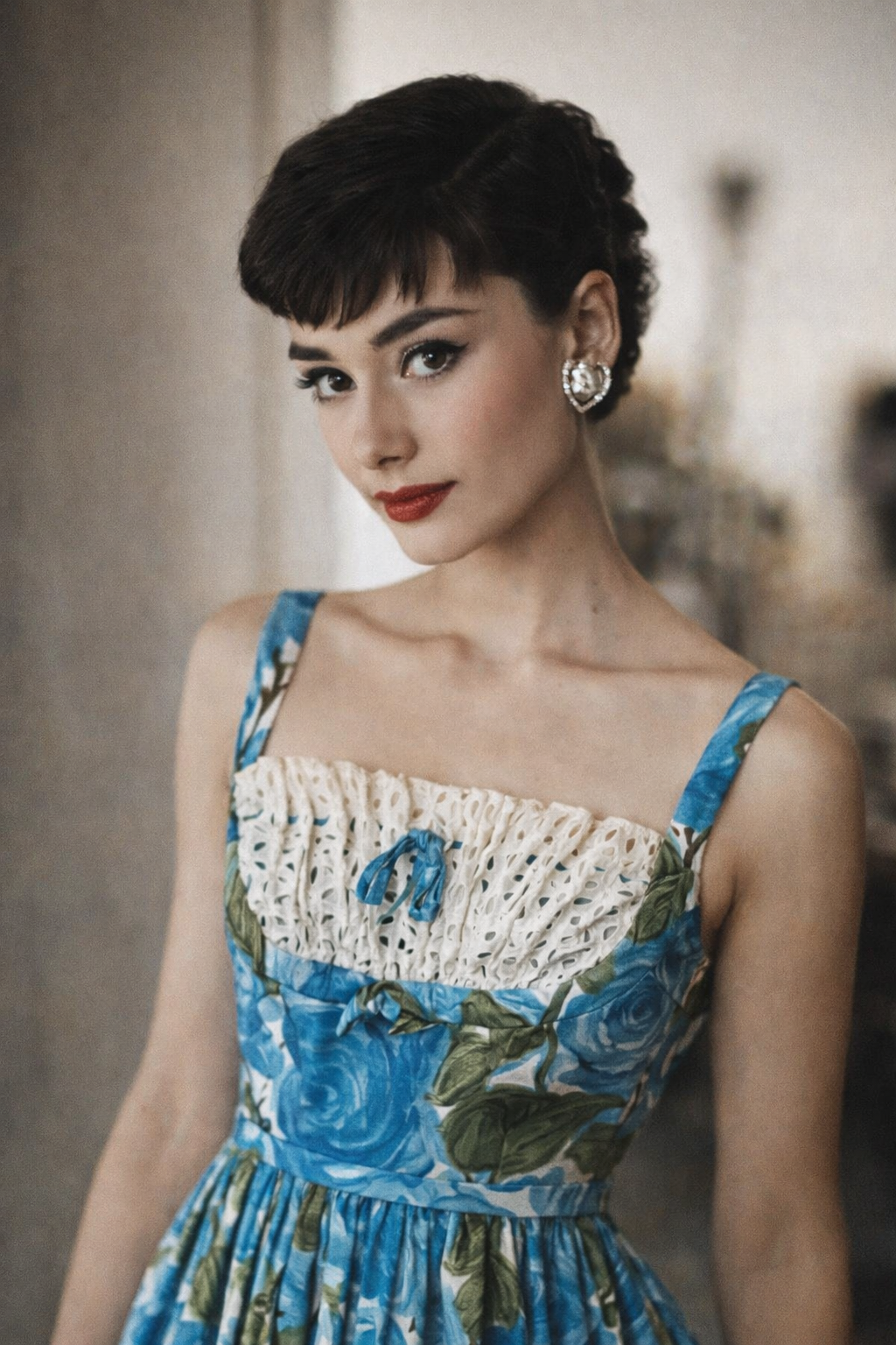 1950s water color floral sun dress • XS