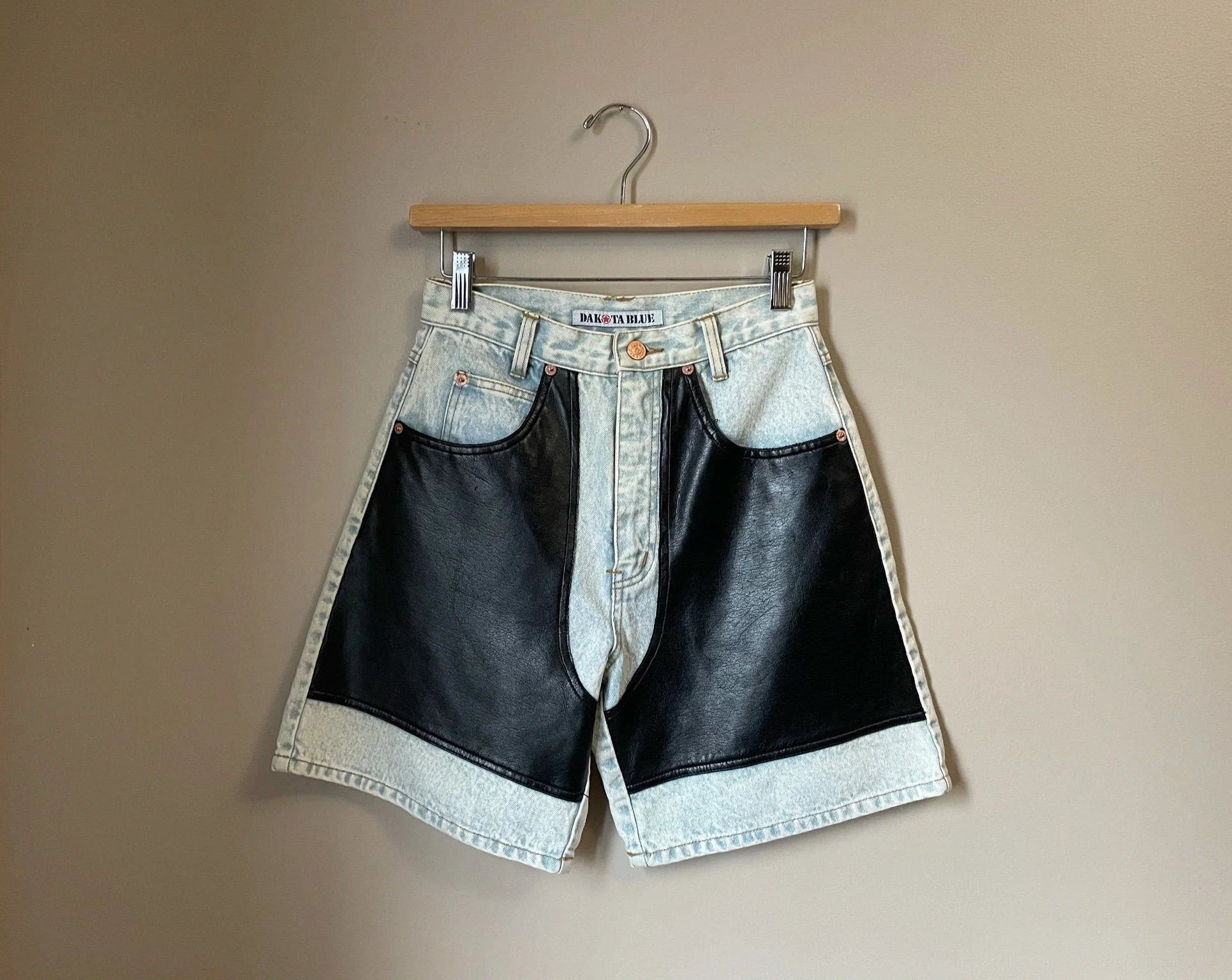 vintage leather & denim shorts | 90s stonewash jean shorts