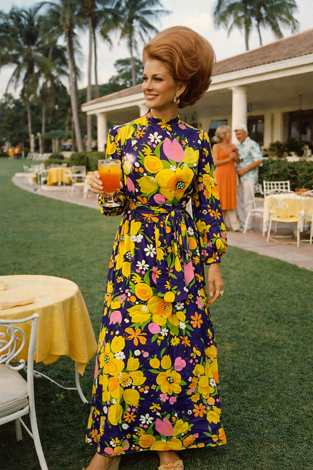 1970s Brenner Couture floral maxi dress