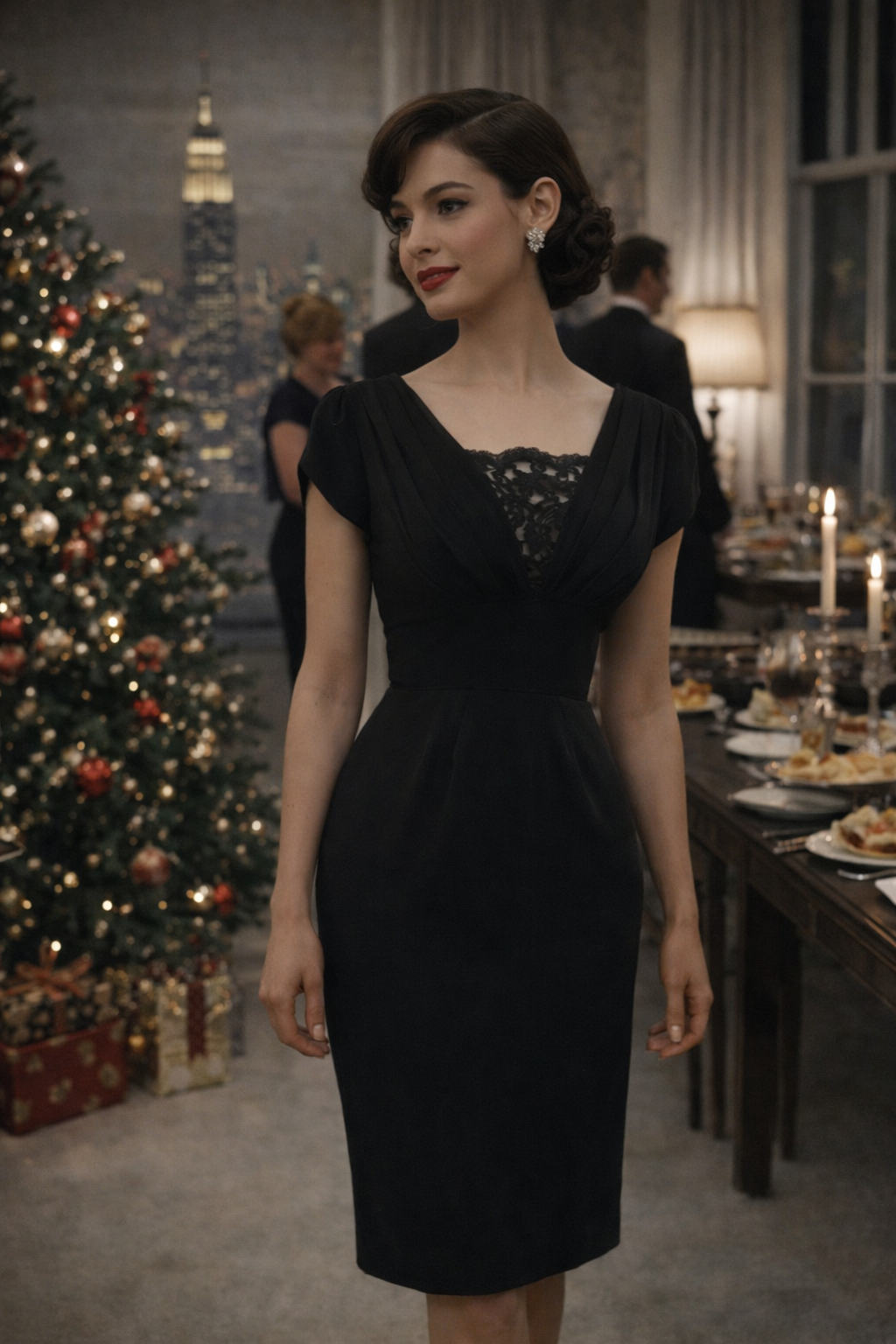 1950s black cocktail dress