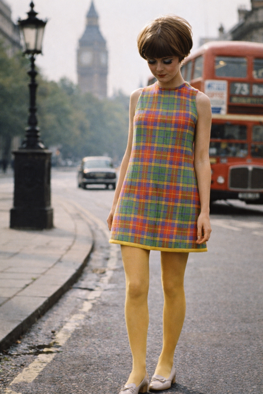 1960s Joseph Magnin plaid mini dress