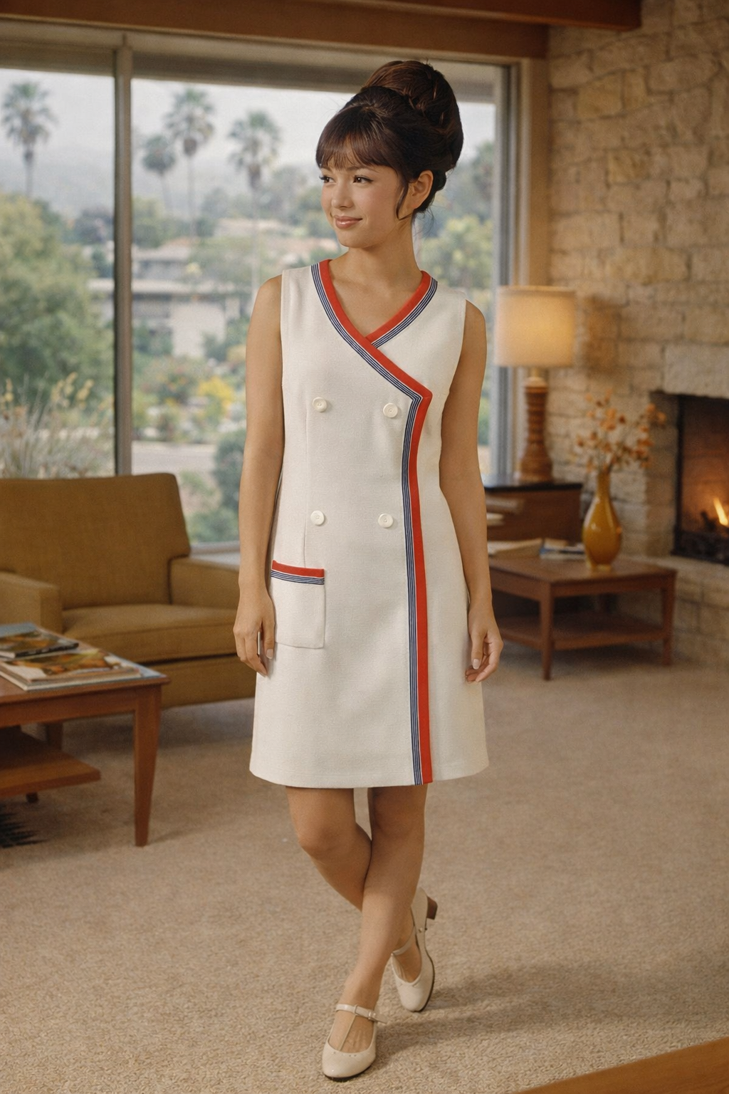 1960s cream Italian knit dress