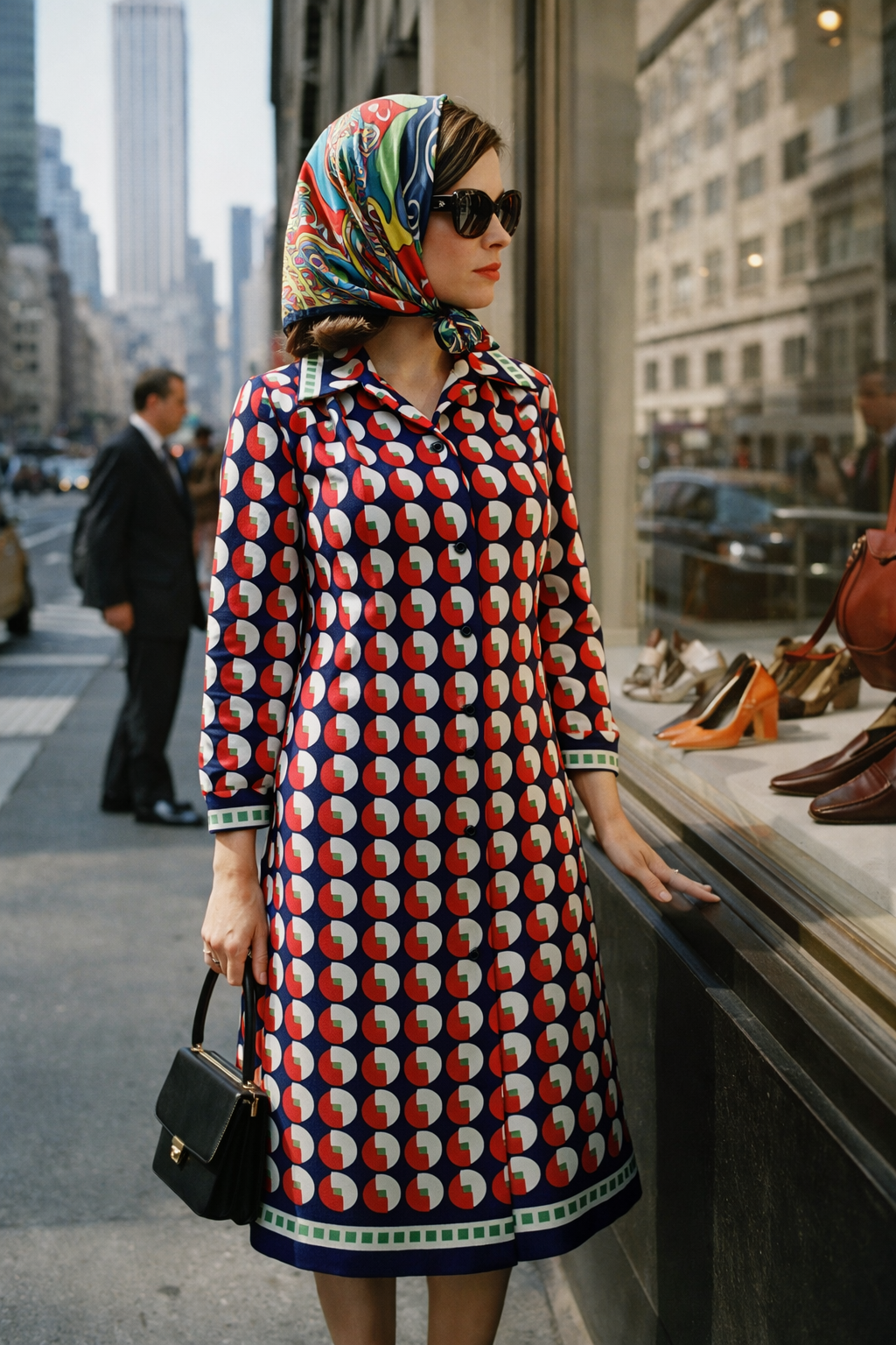1960s geometric shirt dress