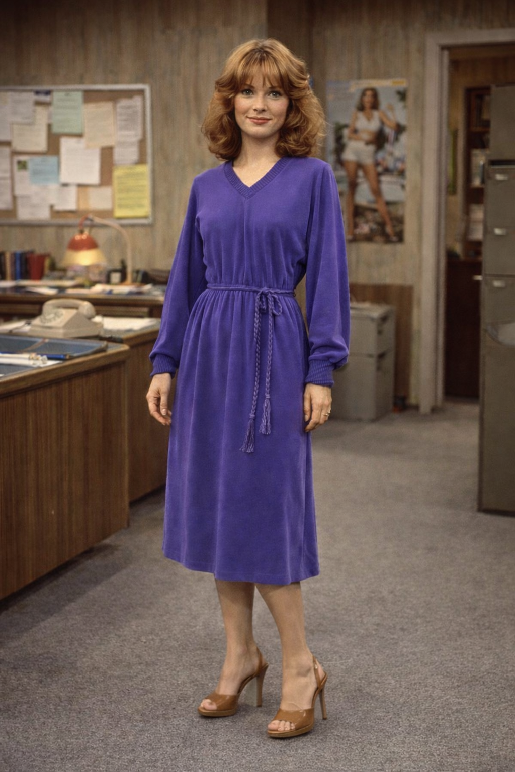 1970s Jonathan Logan purple velour dress