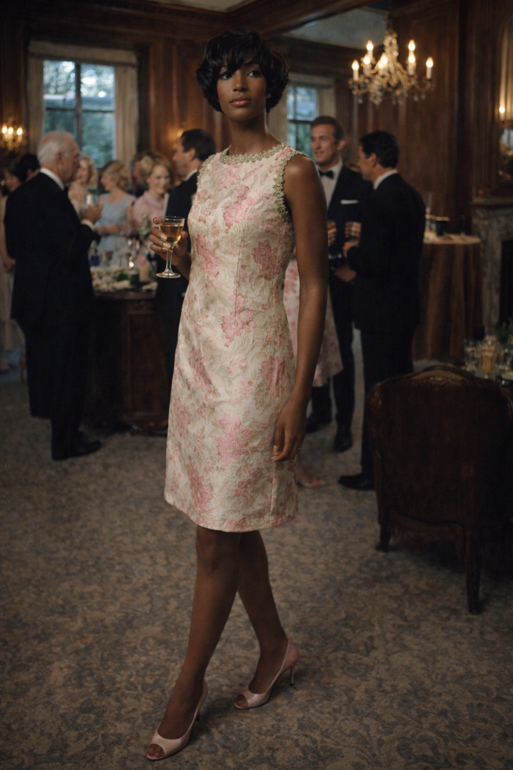 1960s pink & gold metallic dress