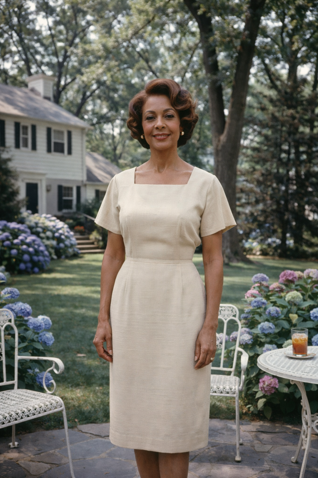 1950s beige wiggle dress