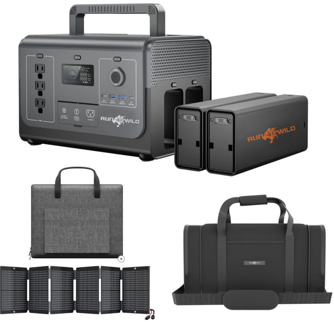 RUNWILD 1200 Watt Portable Power Station Bundle