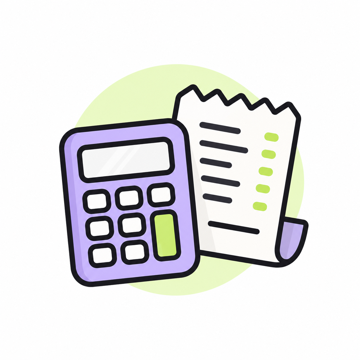 Calculator and receipt icon representing financial calculations or expense tracking