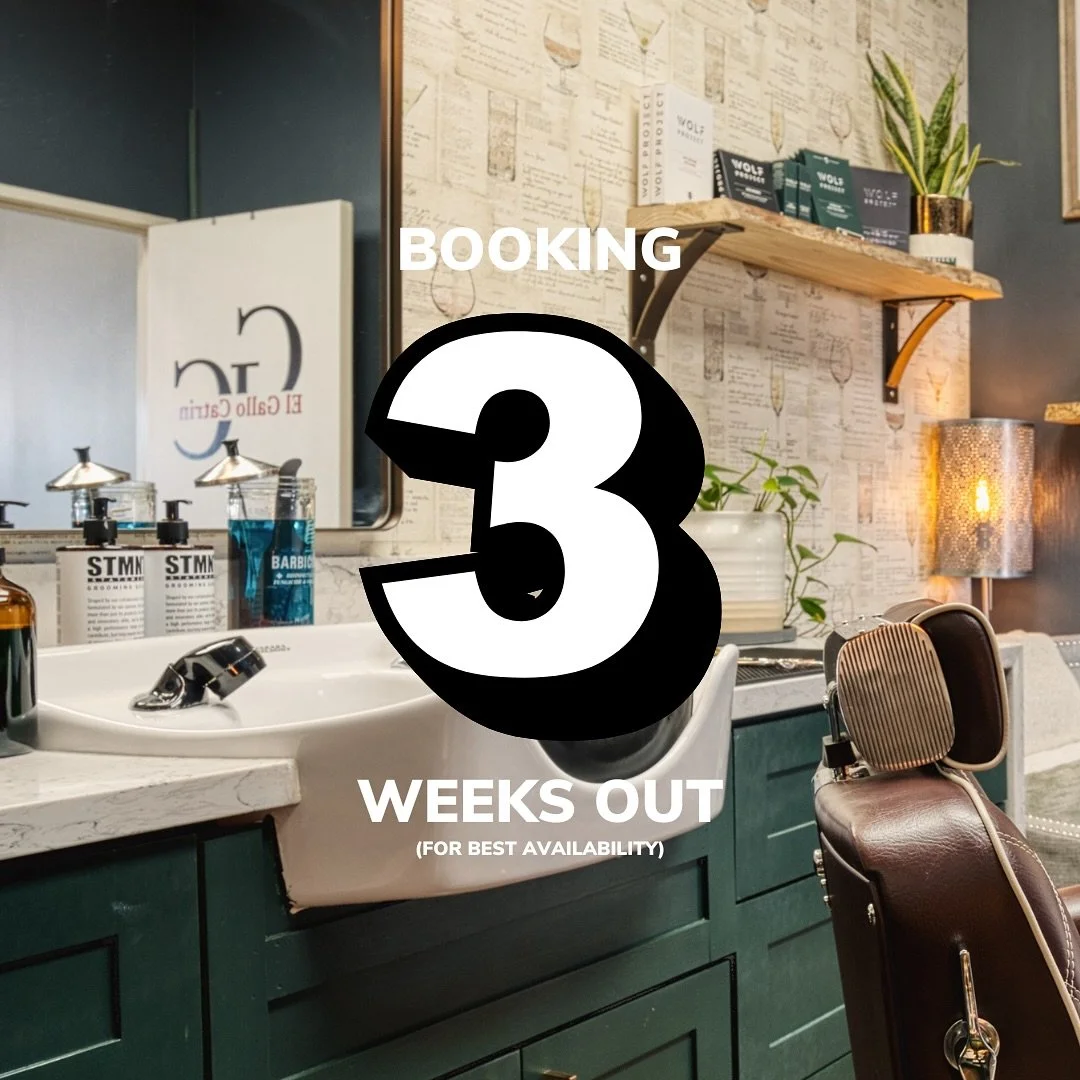 ✨ Elevate your grooming experience at El Gallo Catrin Barber Studio ✨

To ensure I provide you with my signature service at your ideal time, I now recommend booking 3 weeks in advance. Appointments are in demand, and I want you to have the very best 