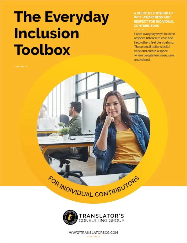 Cover of the Everyday Inclusion Toolbox eBook for Individual Contributors, designed to help team members build inclusive habits through everyday actions.