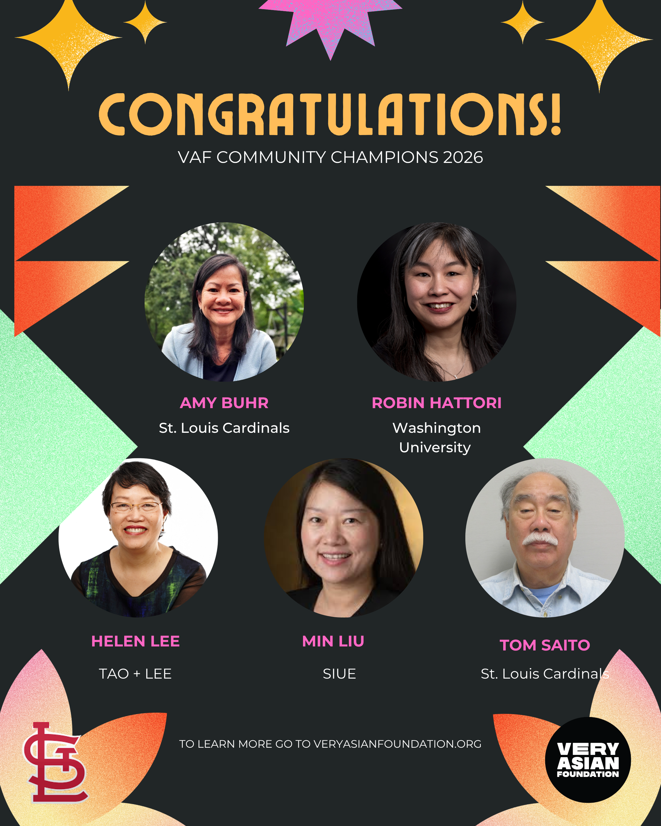 VAF Honors Five Community Champions at St. Louis Cardinals AAPI Heritage Game