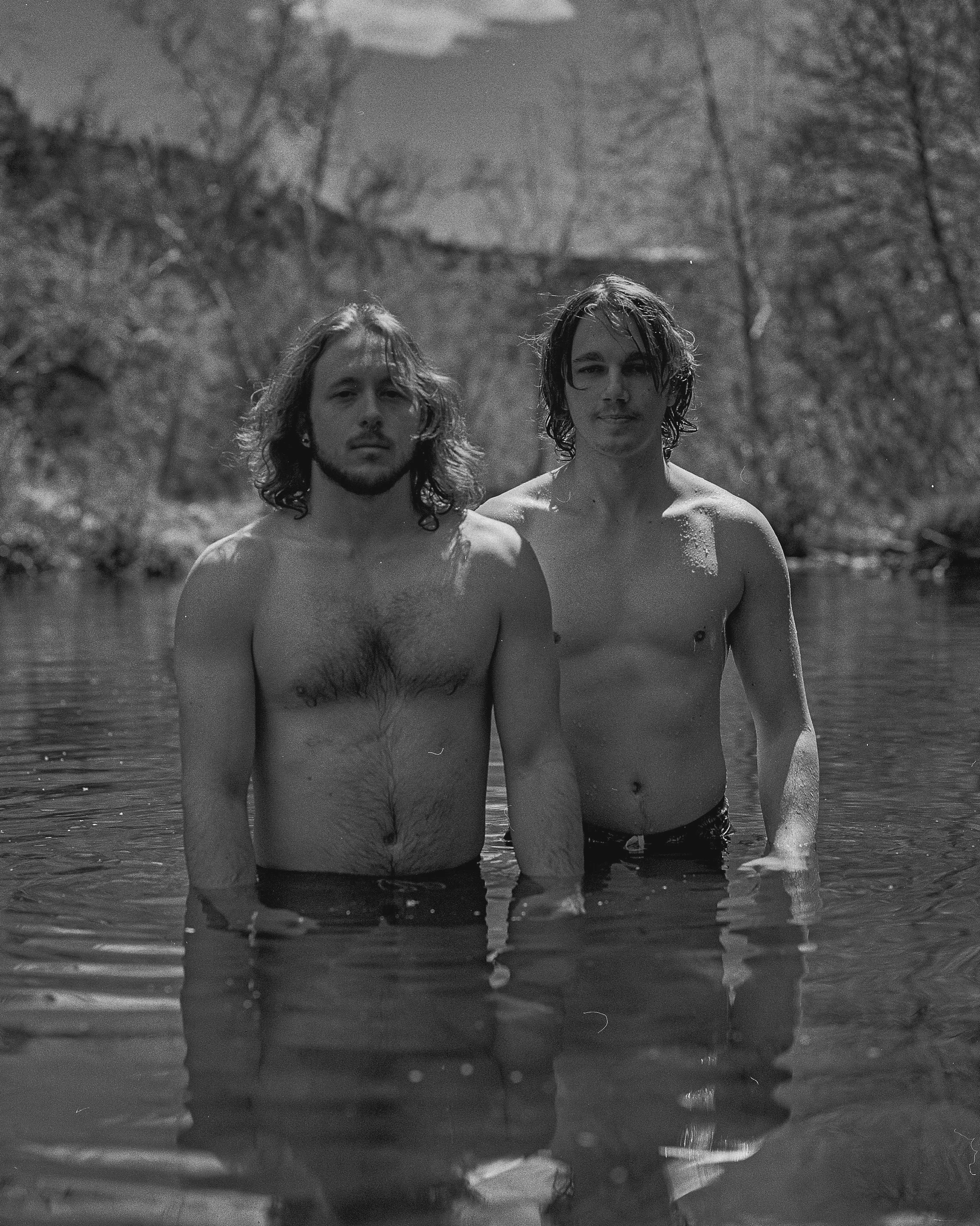 portrait, photo, monochrome, water, creek