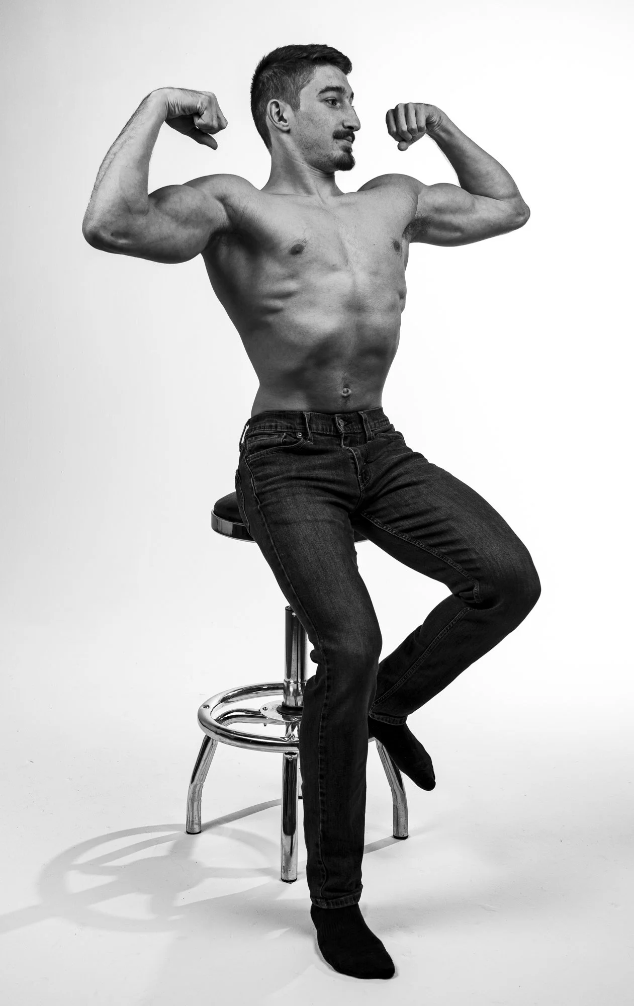 Portrait, photo, monochrome, studio, muscles