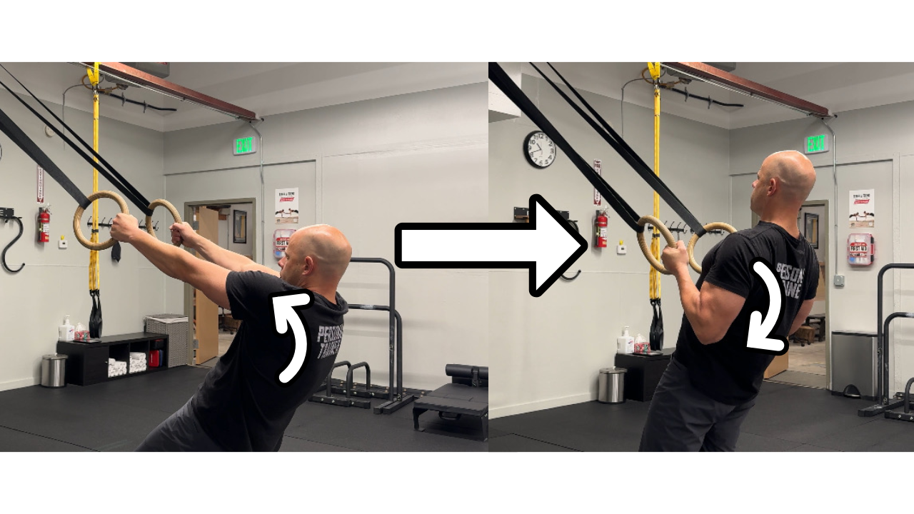 person demonstrating correct row technique