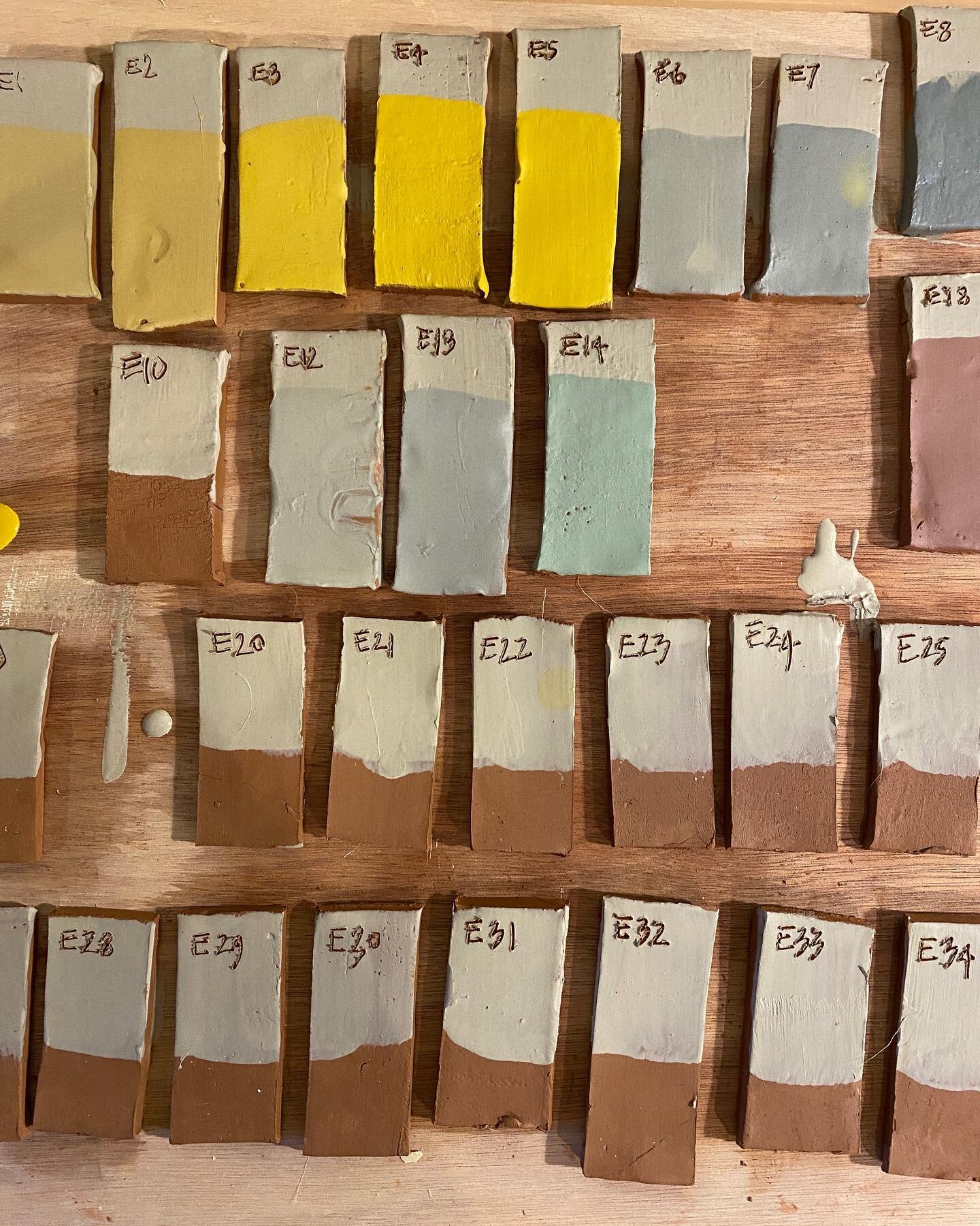 Every step of making feels like a picture perfect moment&hellip;

These test tiles are traditional colours inspired from old French pots, with ochre yellows, yellow iron oxides, copper oxide, black iron oxides and a packet of &lsquo;leaf green&rsquo;