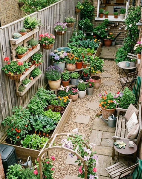 Place planter beds &amp; palettes along the fence 