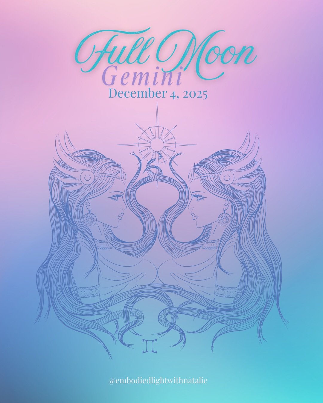 Gemini♊️ Full Moon &bull; December 4, 2025

The Full Moon 🌕 in Gemini brings a swirl of movement, mental activity, and emotional processing beneath the surface.

You may feel pulled between overthinking and what your intuition is quietly trying to r