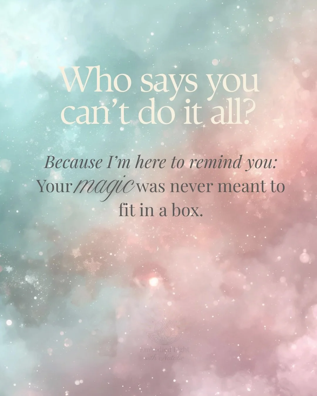Who says you have to choose just one thing?
 For so long, soulpreneurs have been told to niche down&hellip; 
to stay in one lane&hellip; but some of us were never meant to live inside a box.

We&rsquo;re multidimensional.🦄 We&rsquo;re multi-passiona
